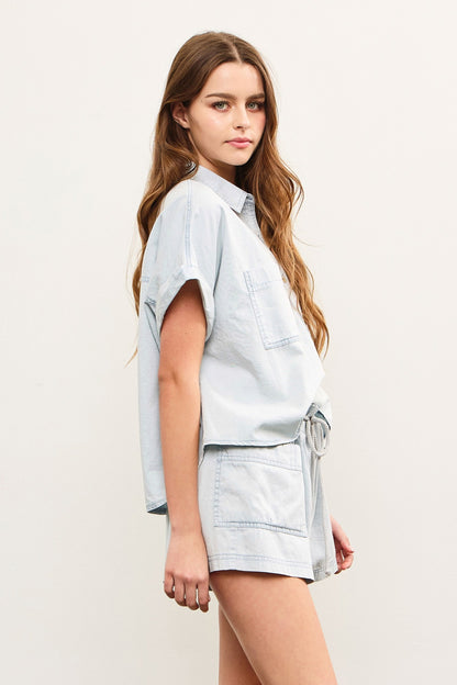 Button Up Kiss Set - Chambray