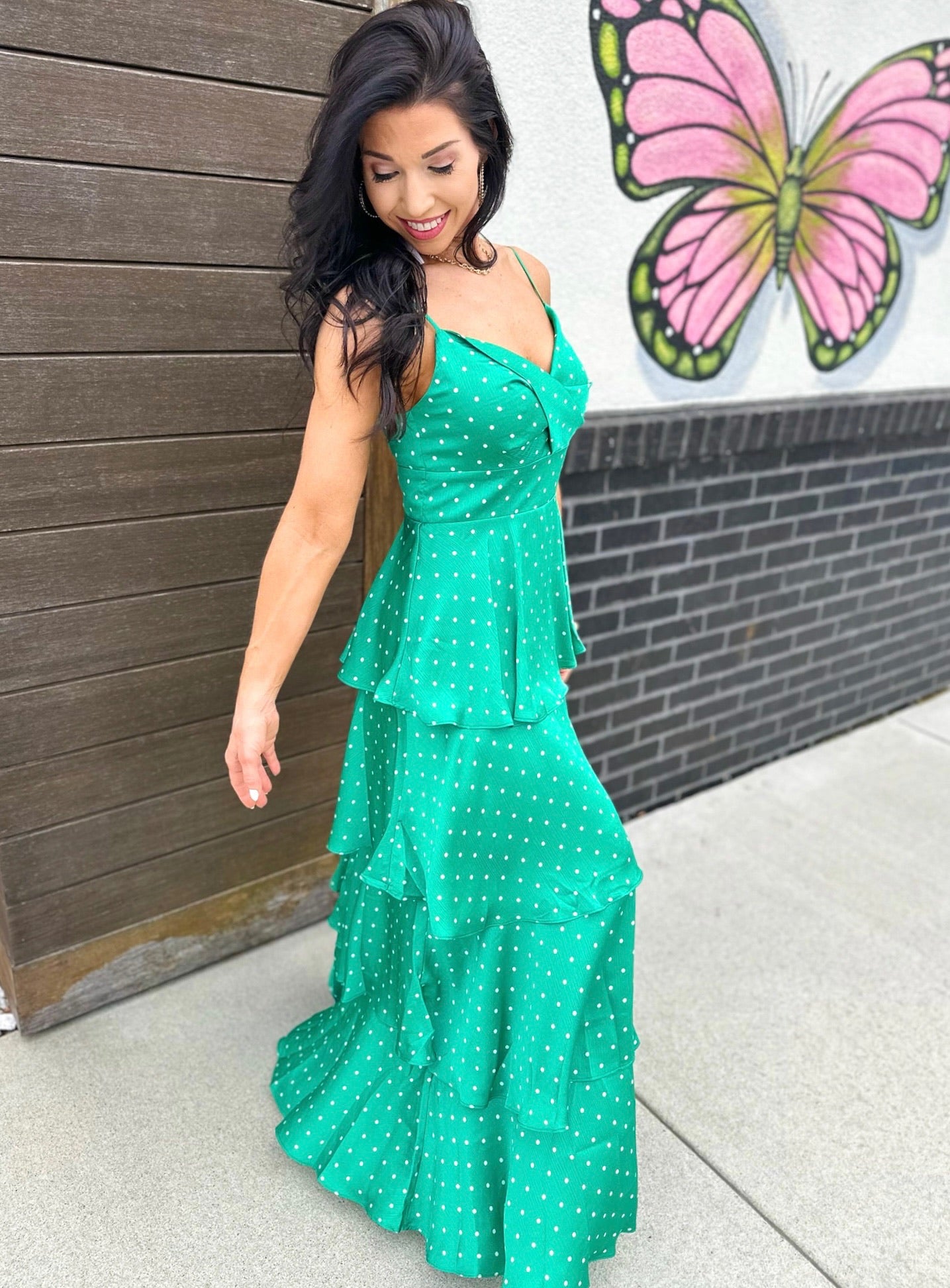 See You Smile Ruffle Midi - green mix