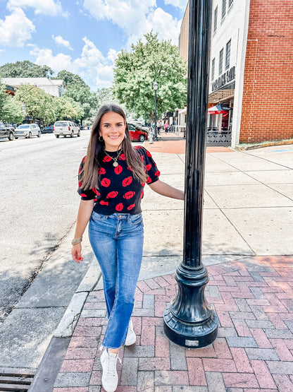 Hello Football Top - Black/Red