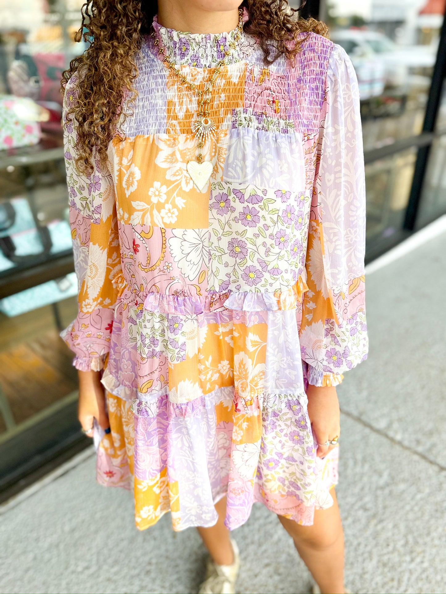 Patch Work Tiered Mini- Lavender Multi