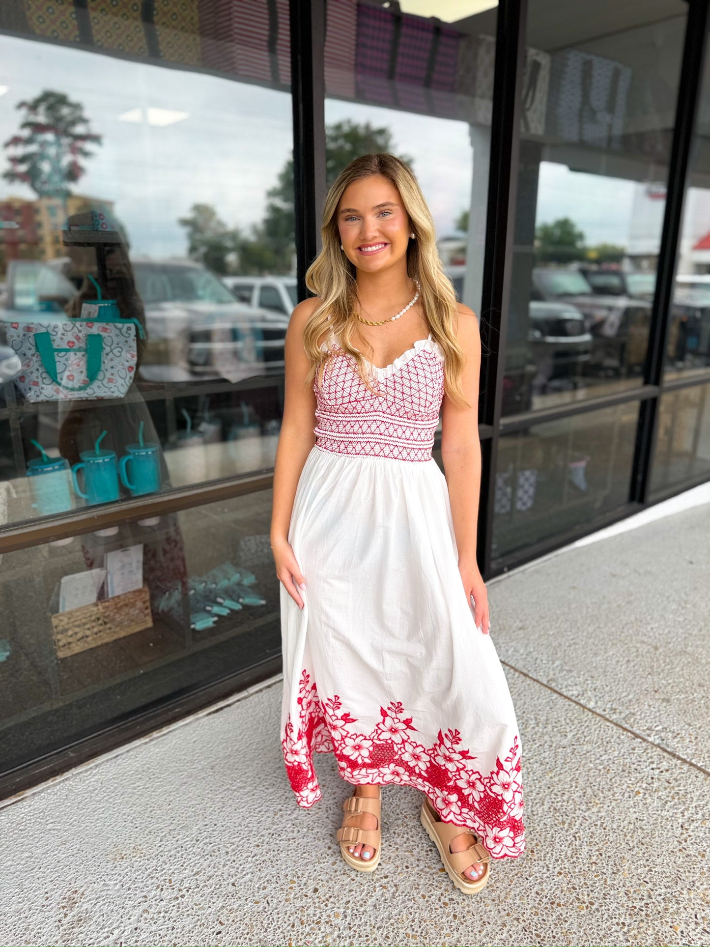 Main Character Midi Dress - Red Mix