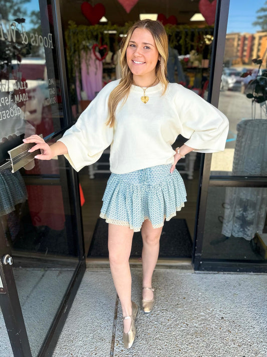 Get Laced Up Skirt - clear blue