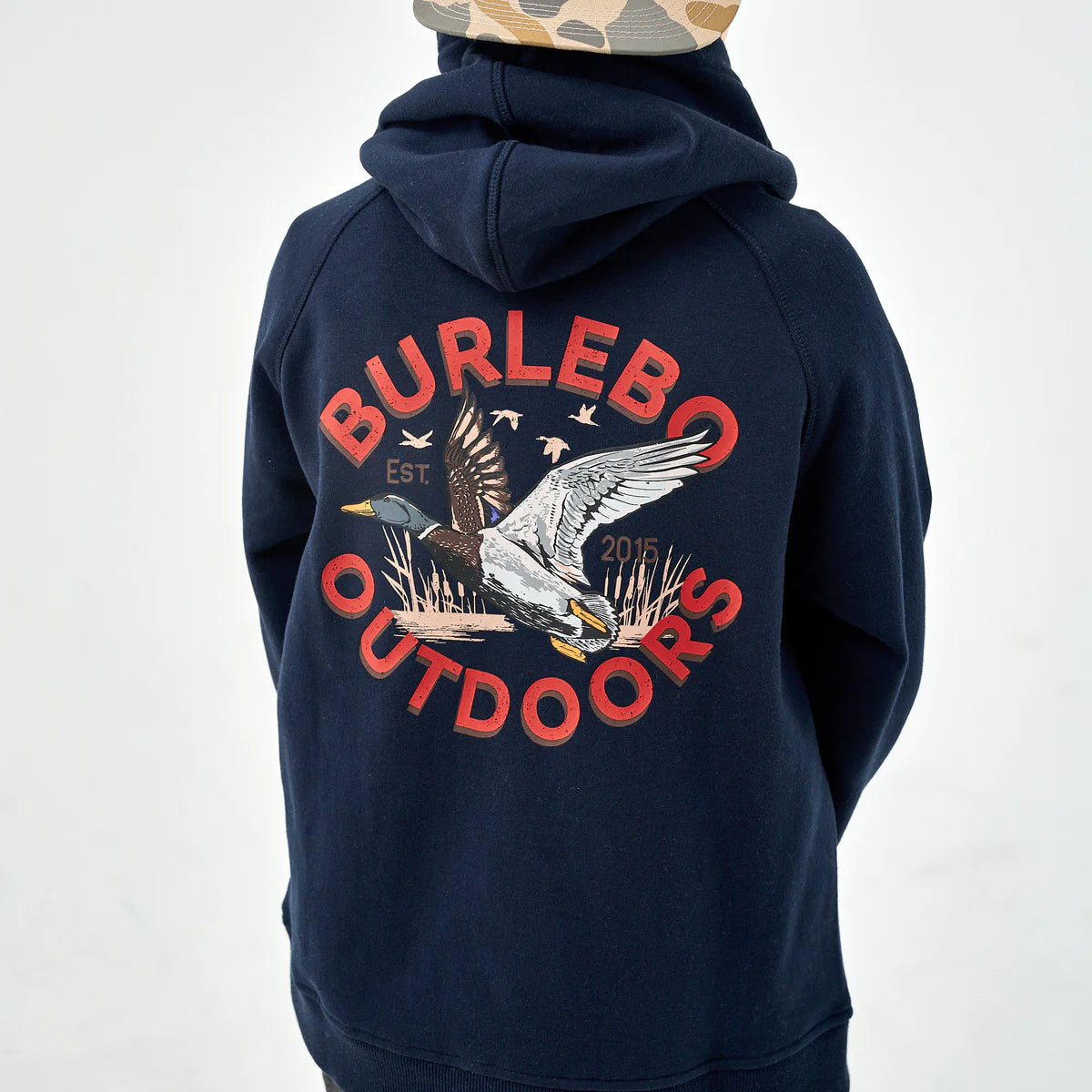 YOUTH fleece hoodie Old School Duck Hunt Navy