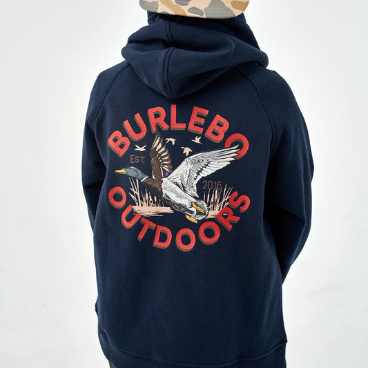 YOUTH fleece hoodie Old School Duck Hunt Navy