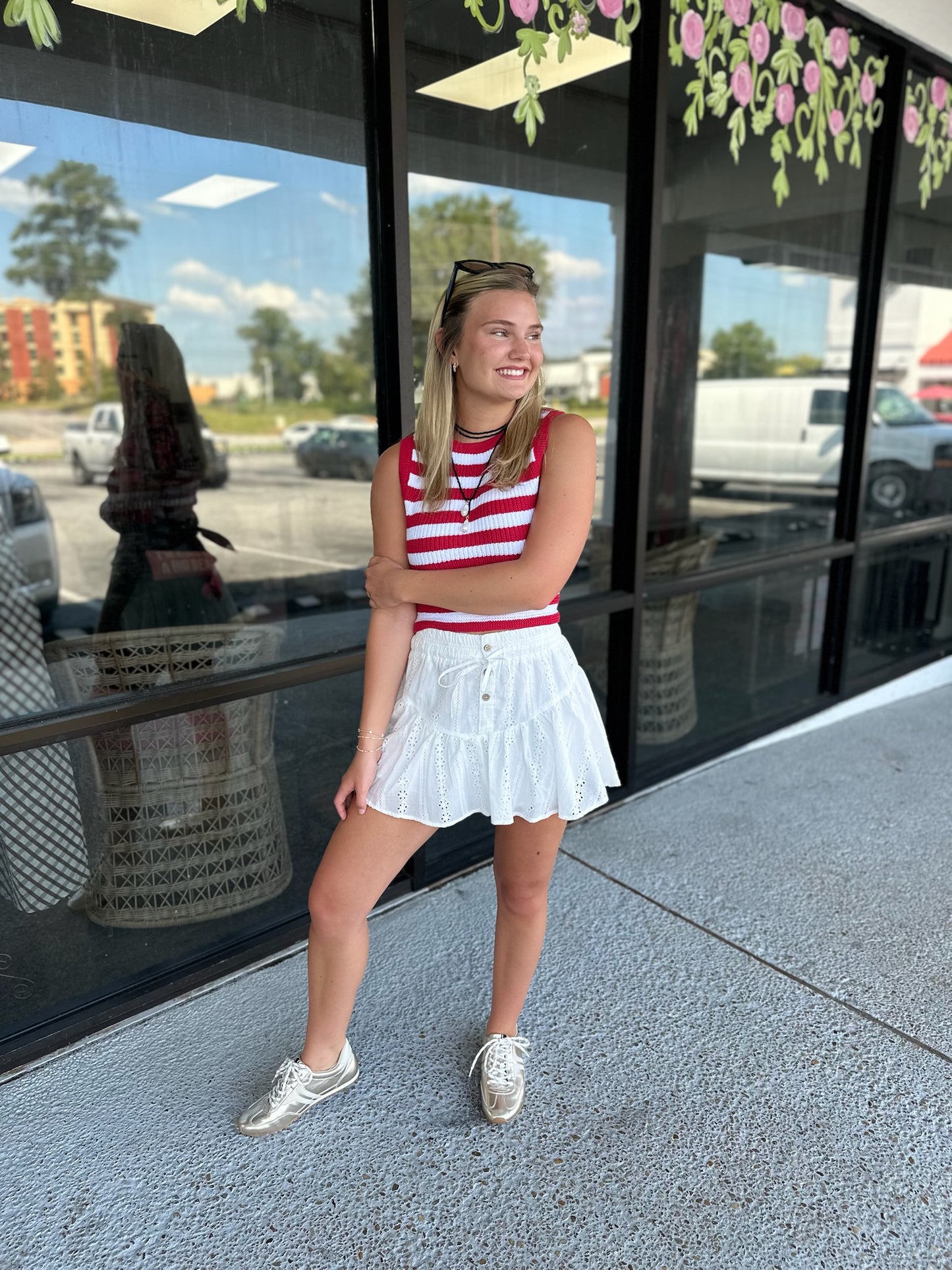Back of the Line top - red/white stripe