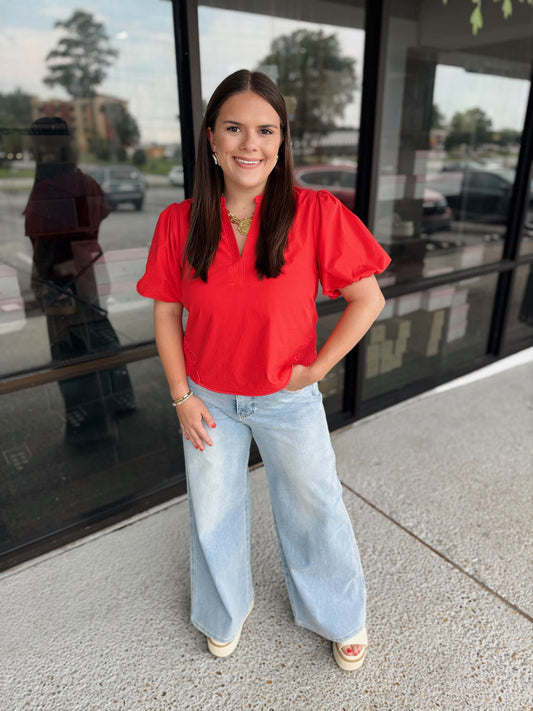Ruffled Babe Top - chili pepper