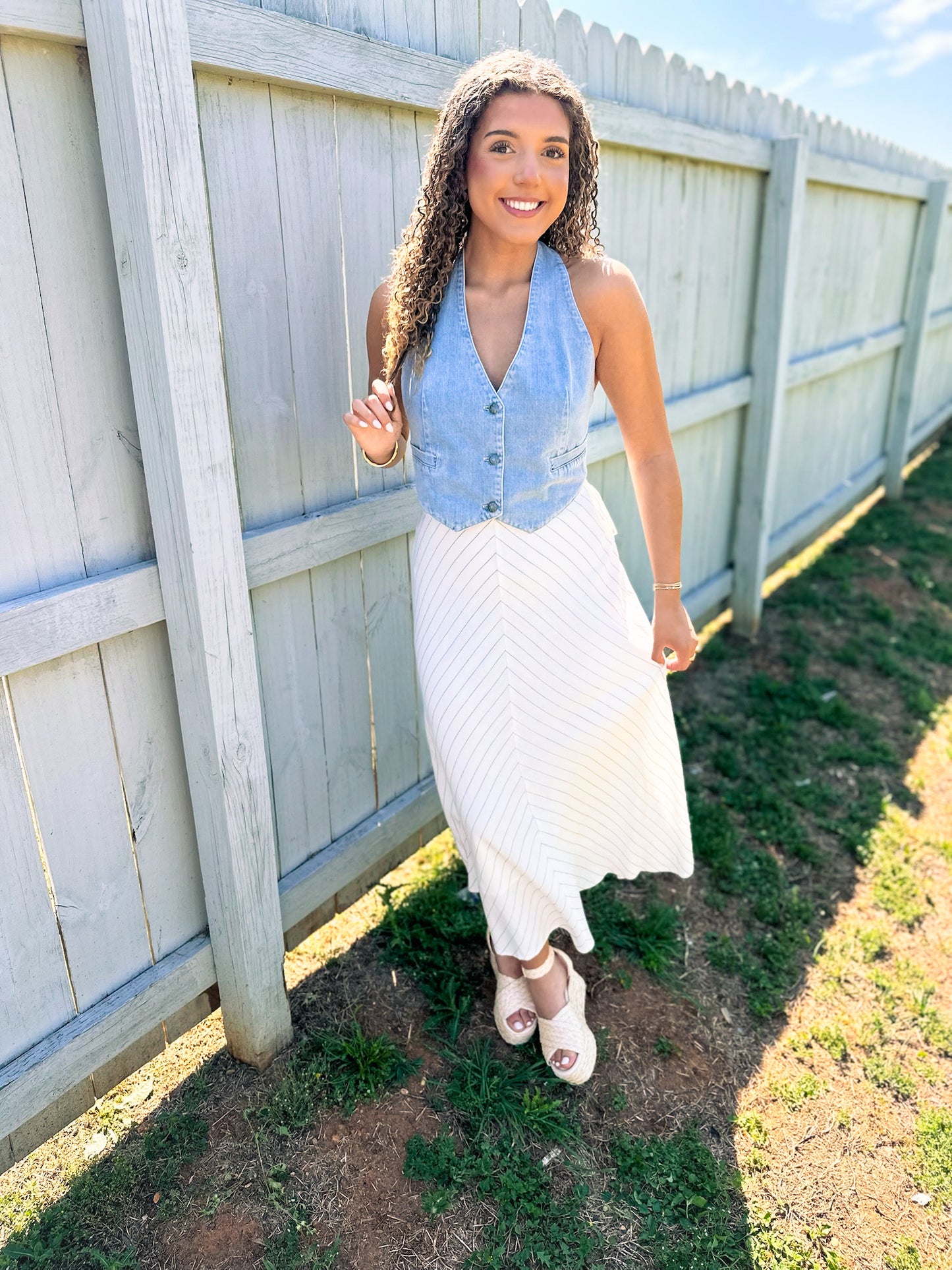 Ansley Chevron Skirt - off white