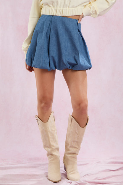 Kiss and Tell Bubble Denim Skirt