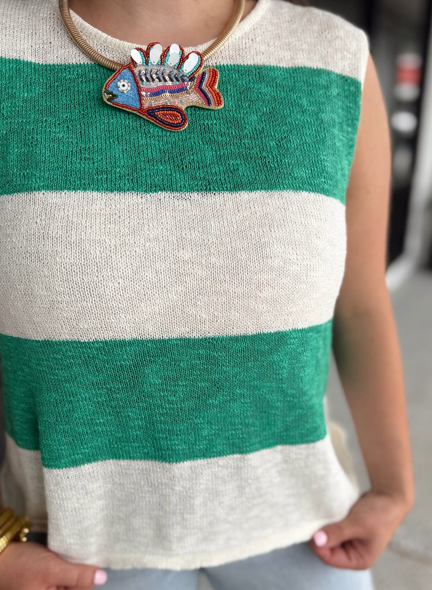 Izzy Baby Top - white/green