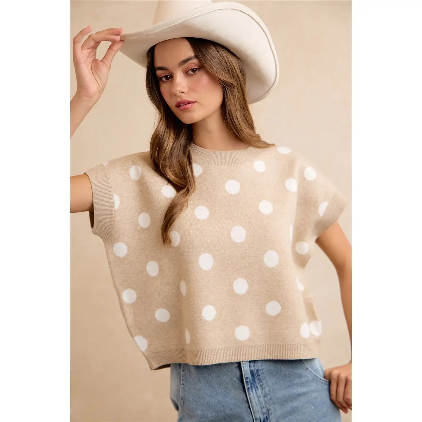 Polka Babe Top - beige/ivory