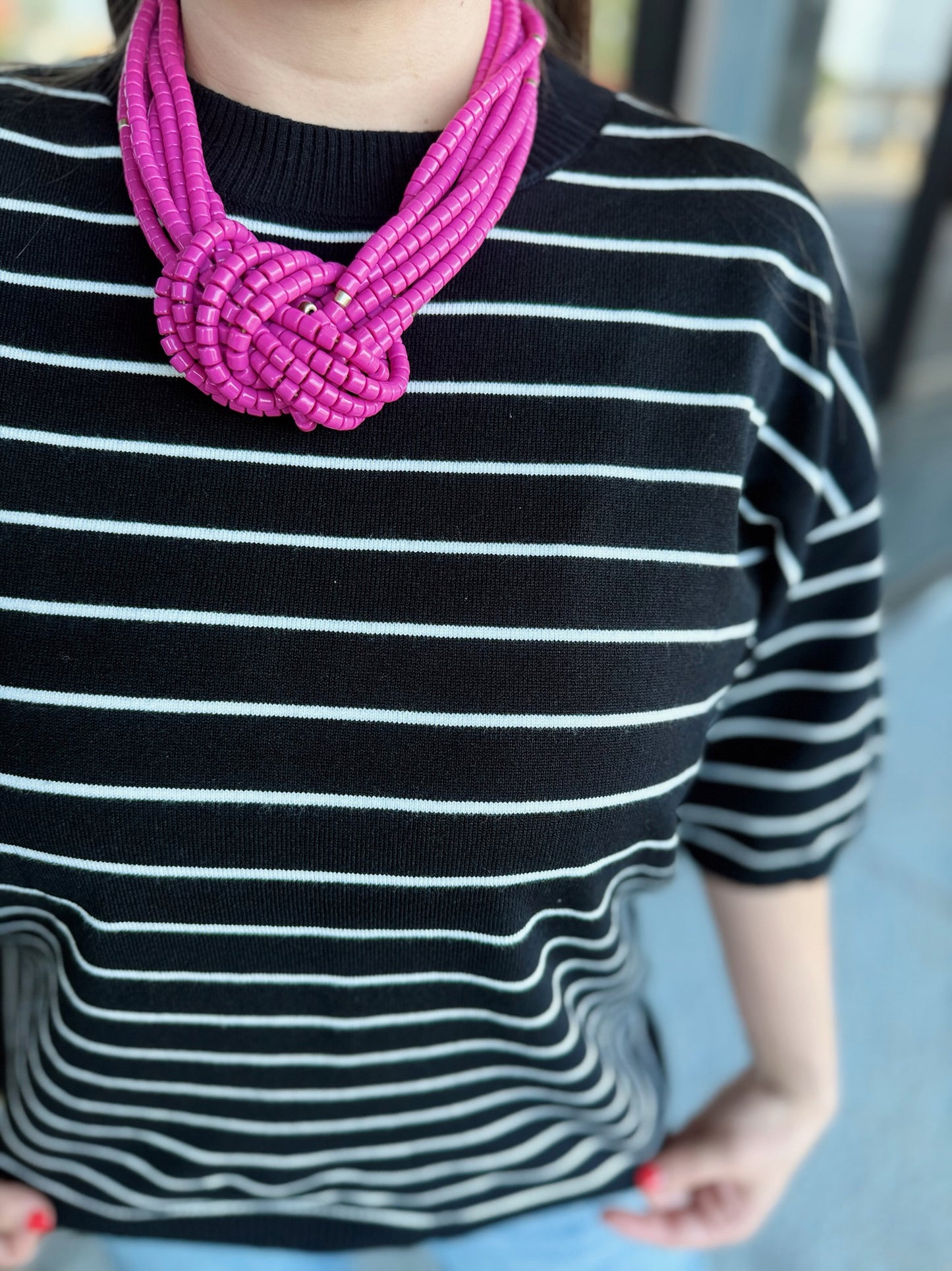 Striped Get Away Top - black mix