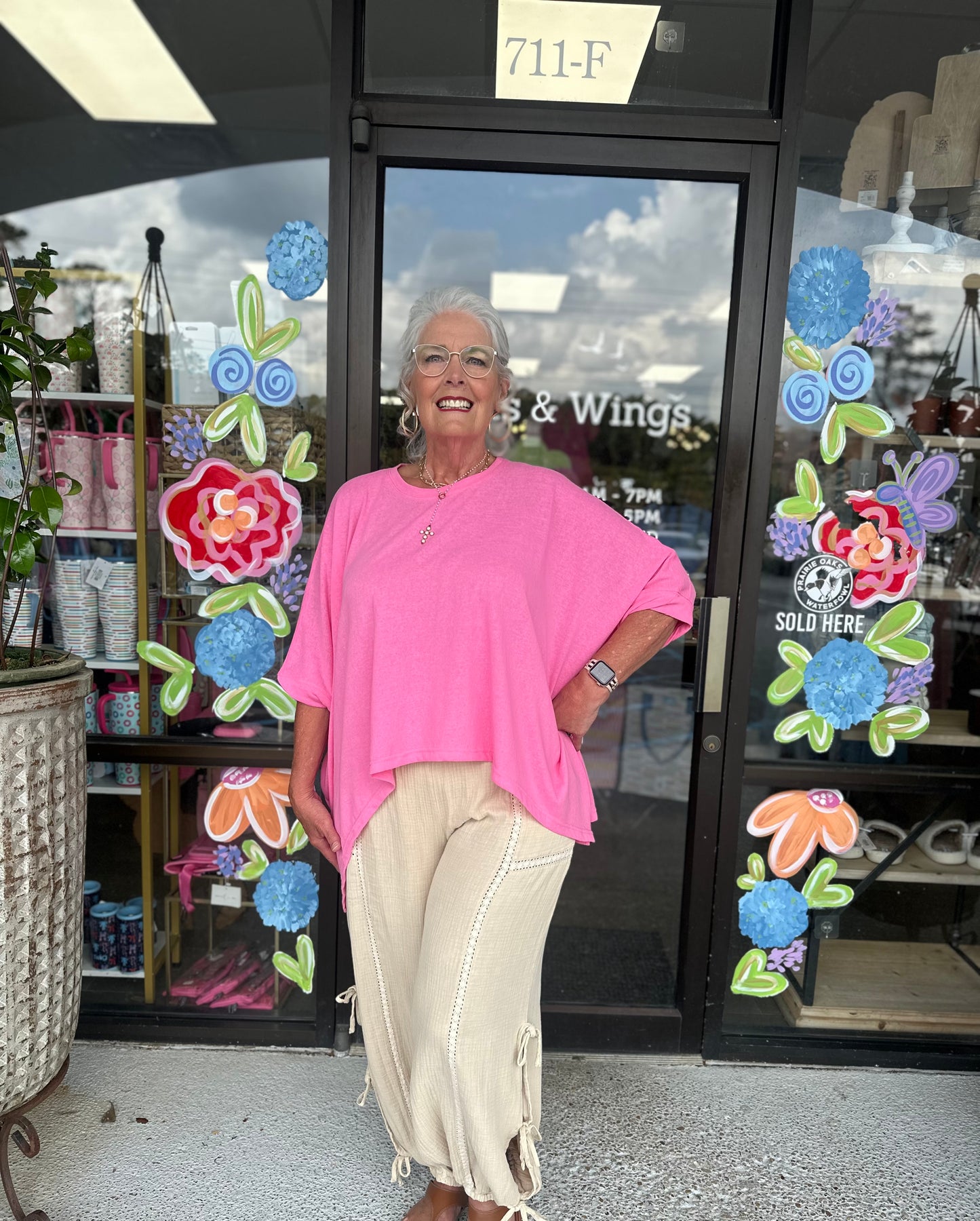 Oversize Dolman Sleeve Top-Azalea Pink