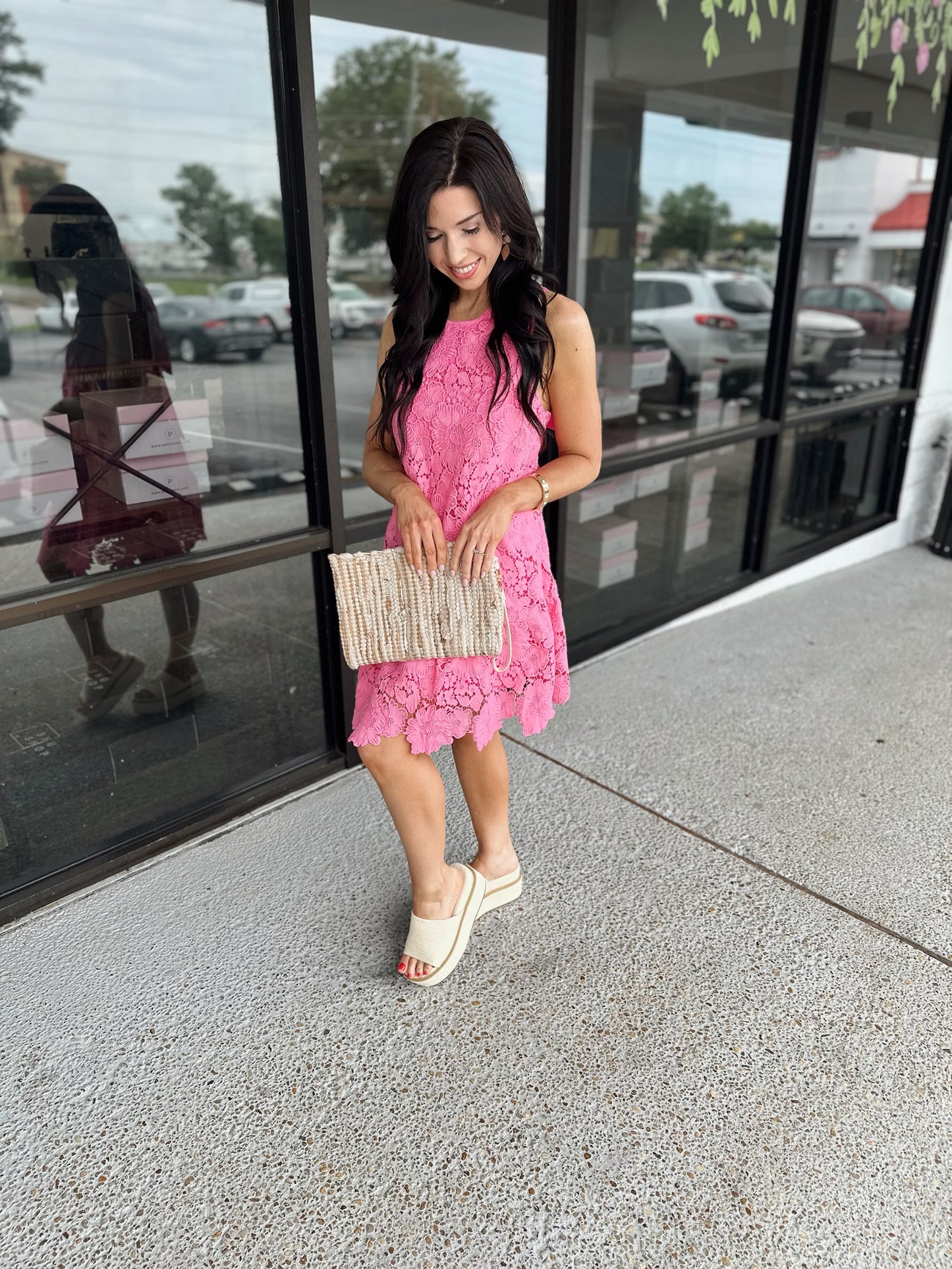 Lacey Bow Mini- hot pink