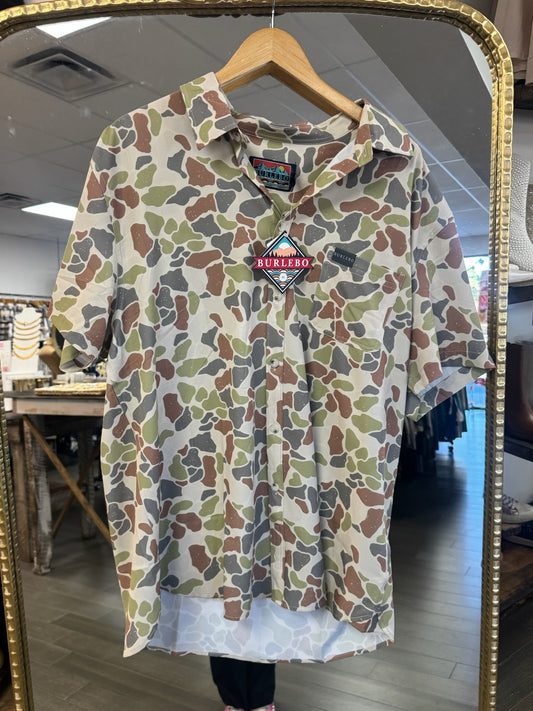 Performance Button Up-driftwood camo