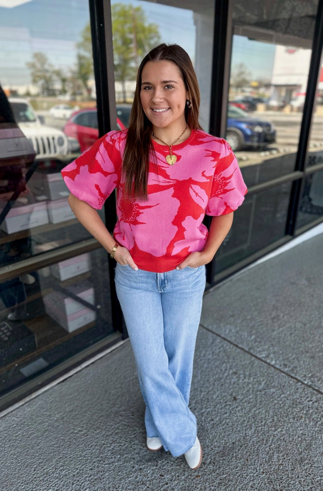 Floral Kiss Top- red