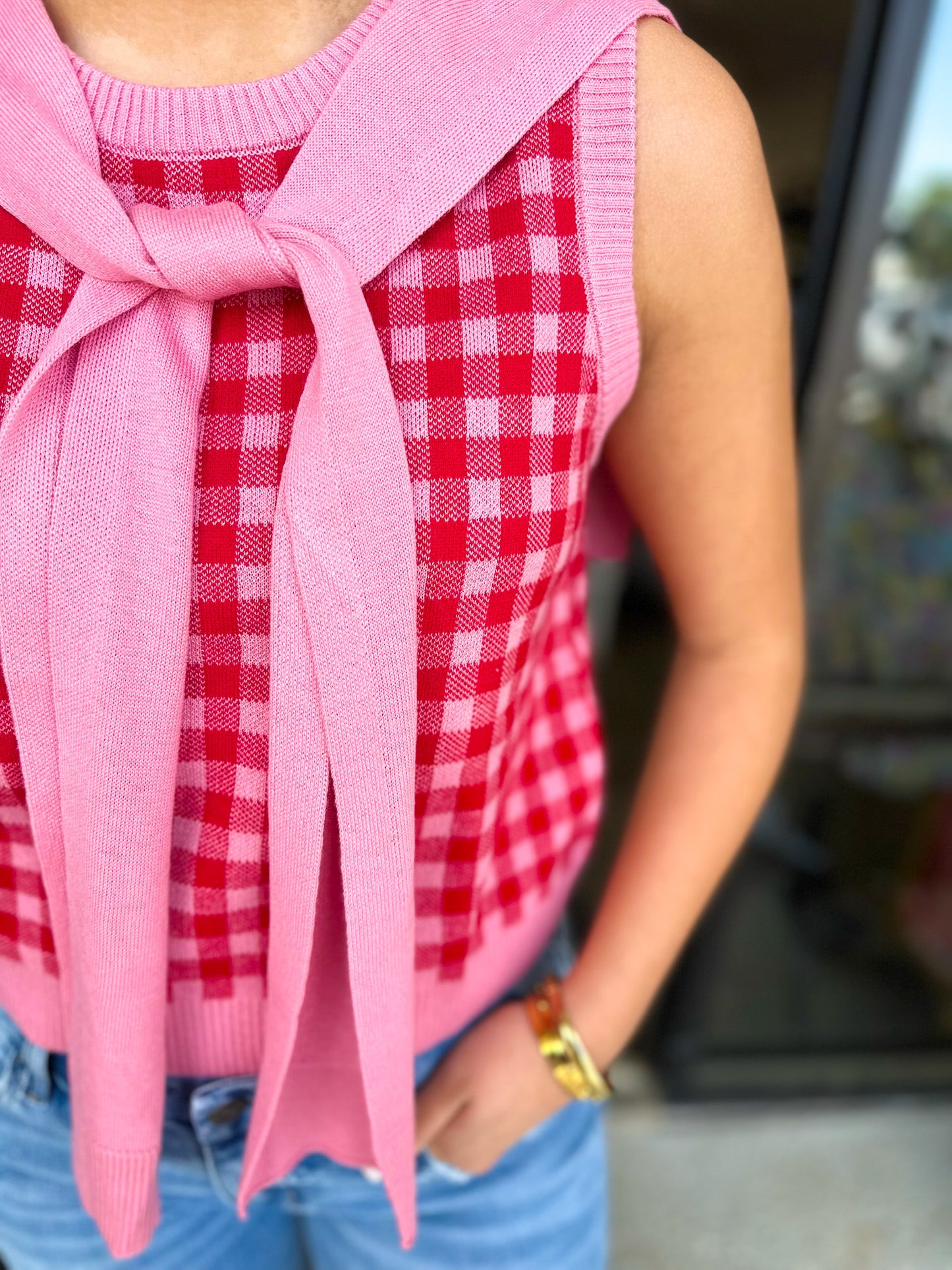 Wrapped Away Top - pink/red mix