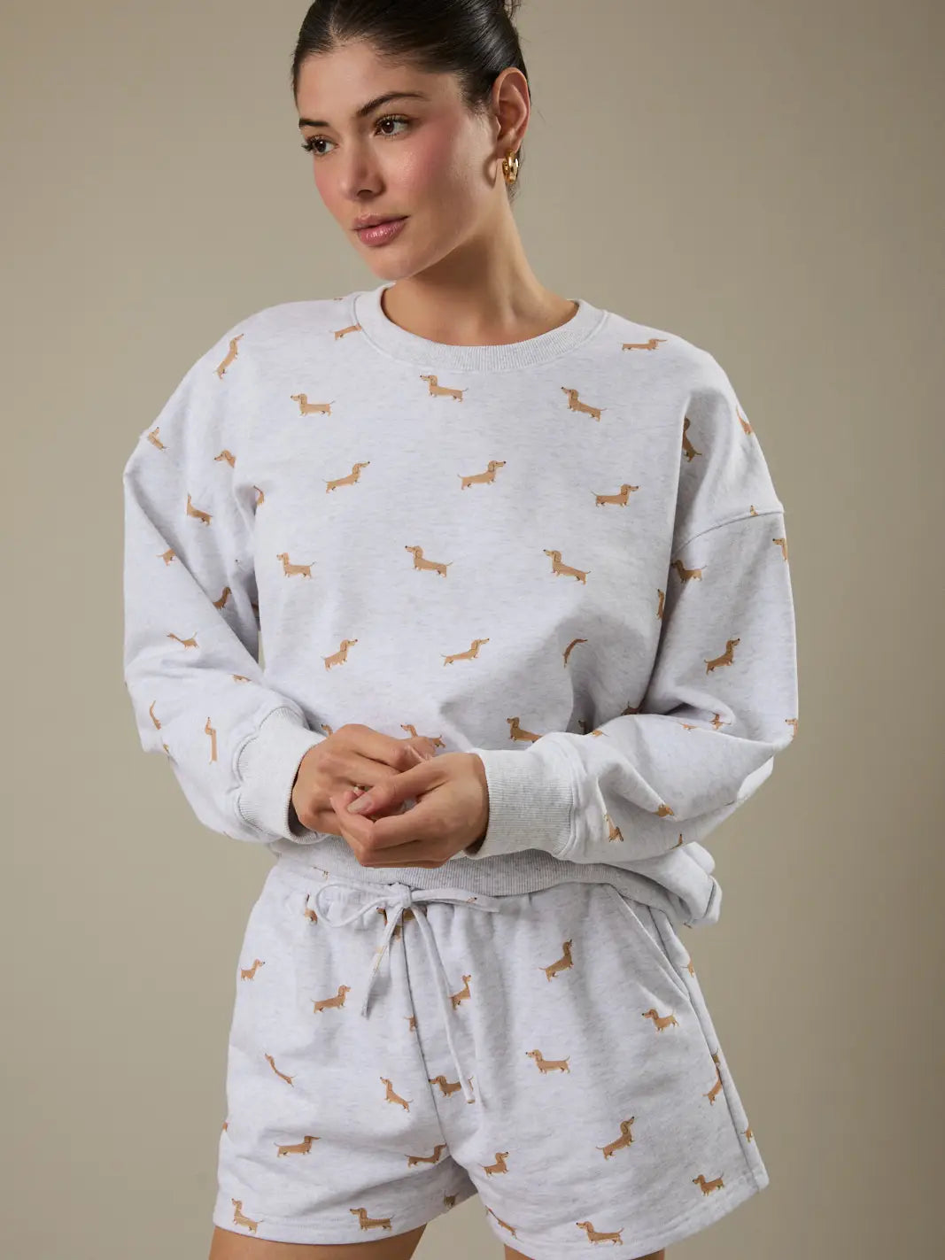 All Over Dachshund Sweatshirt - heather grey