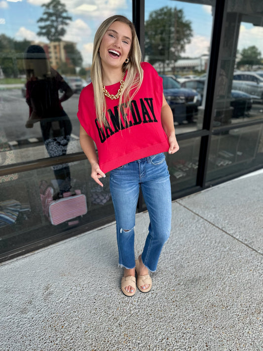 Game Day Sweater-Black/Red