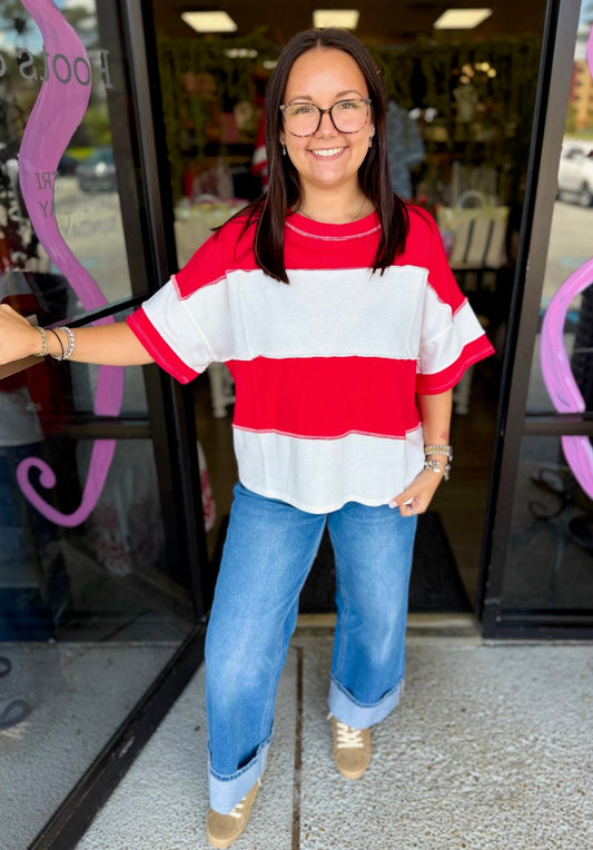 Terry Colorblock Top - ruby
