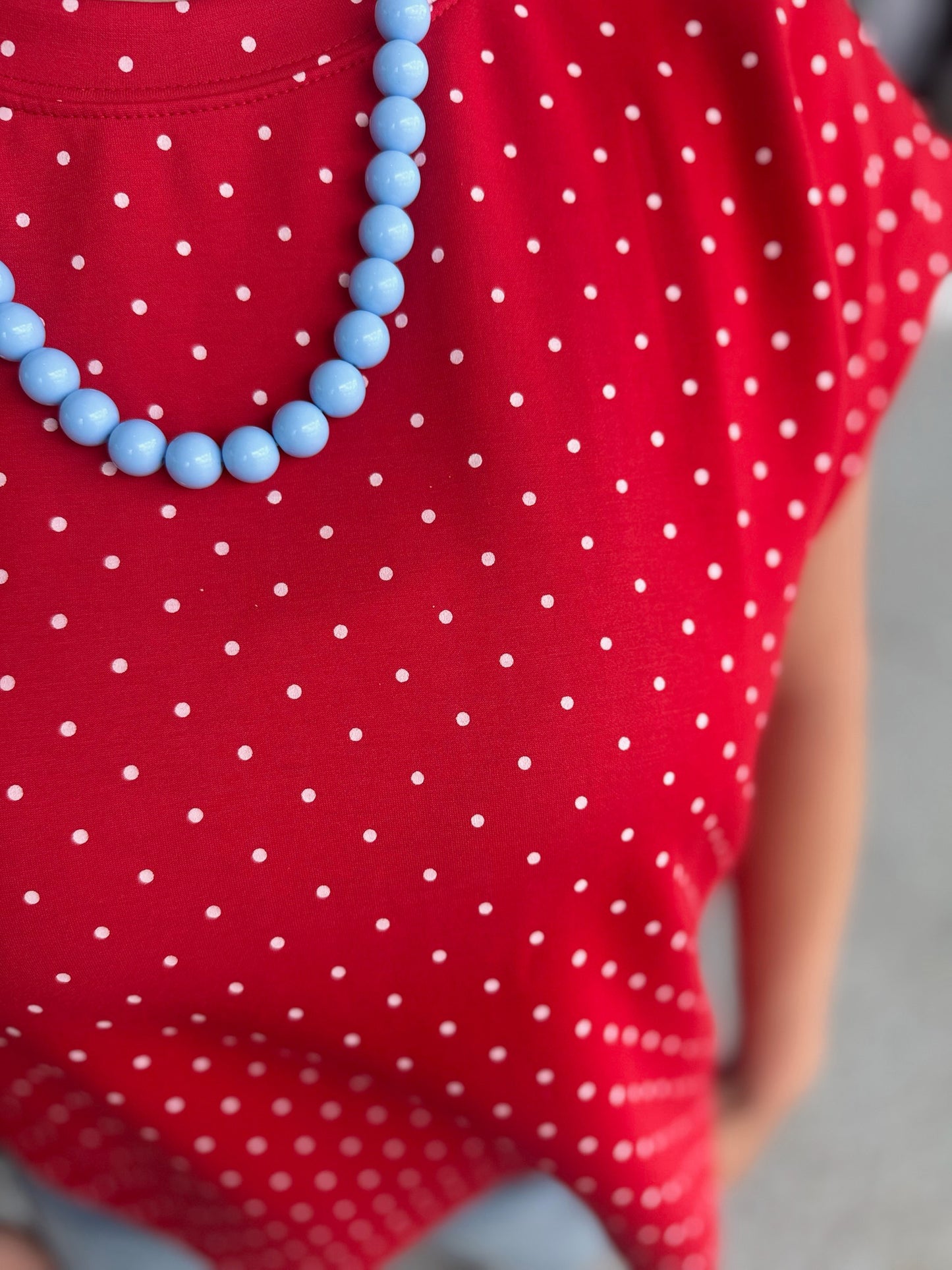 Scuba Polka Dot Relaxed Top - white/red