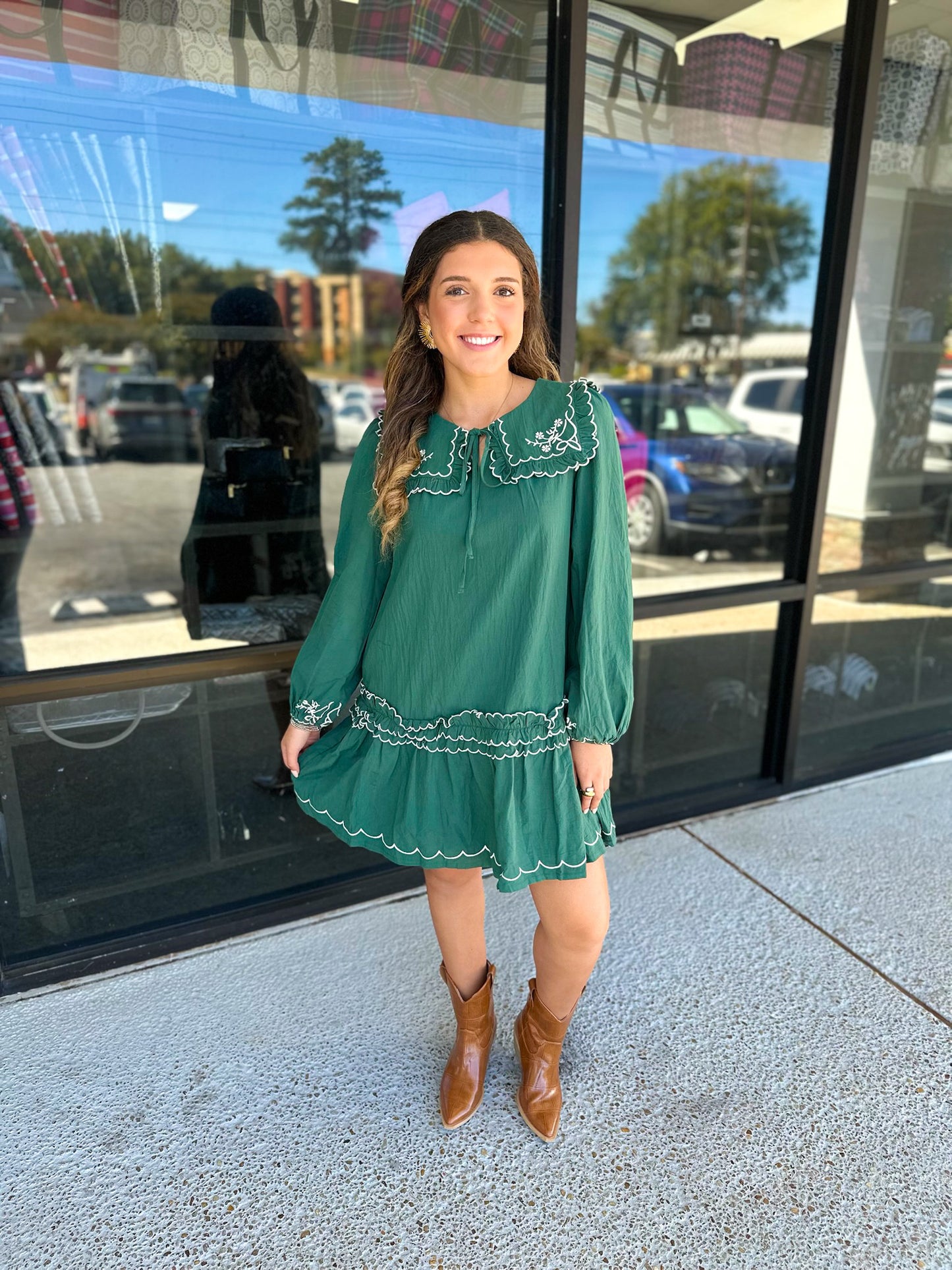 Flower Power Dress-Deep Green