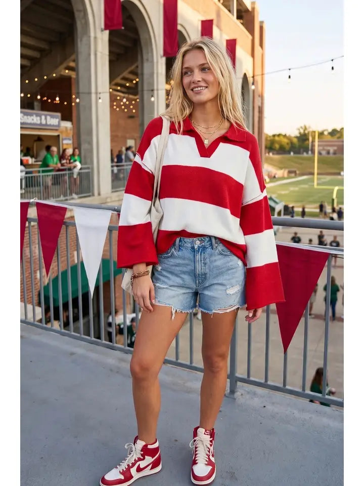 Rugby Baby Top - red mix