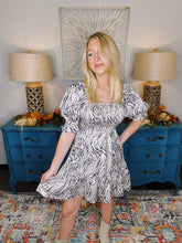 Load image into Gallery viewer, Satine Smocked Zebra Dress
