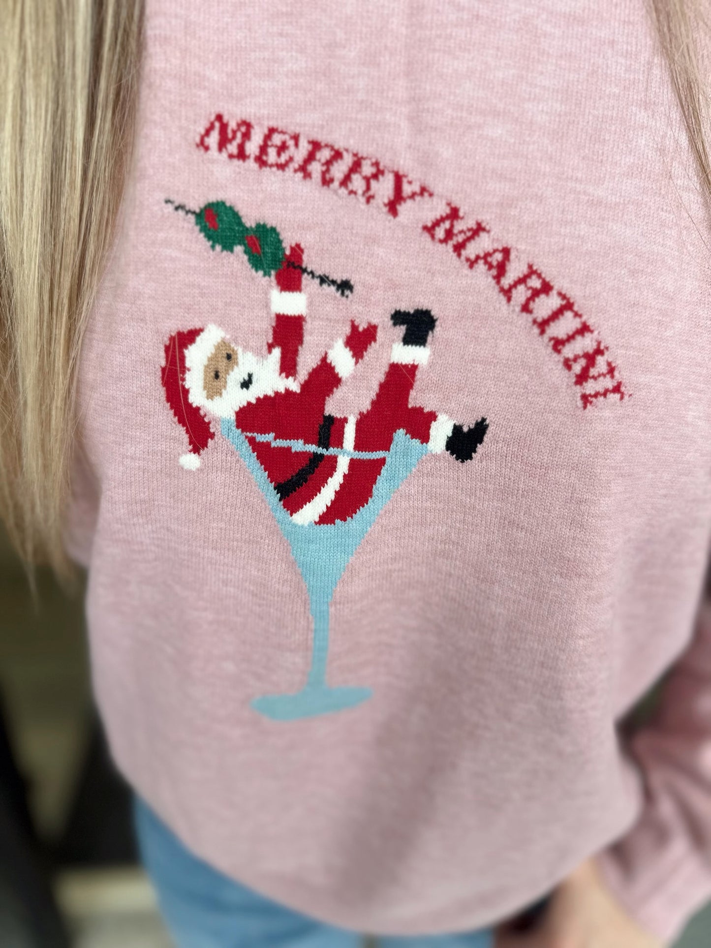 Merry Martini Sweater Top-Pink