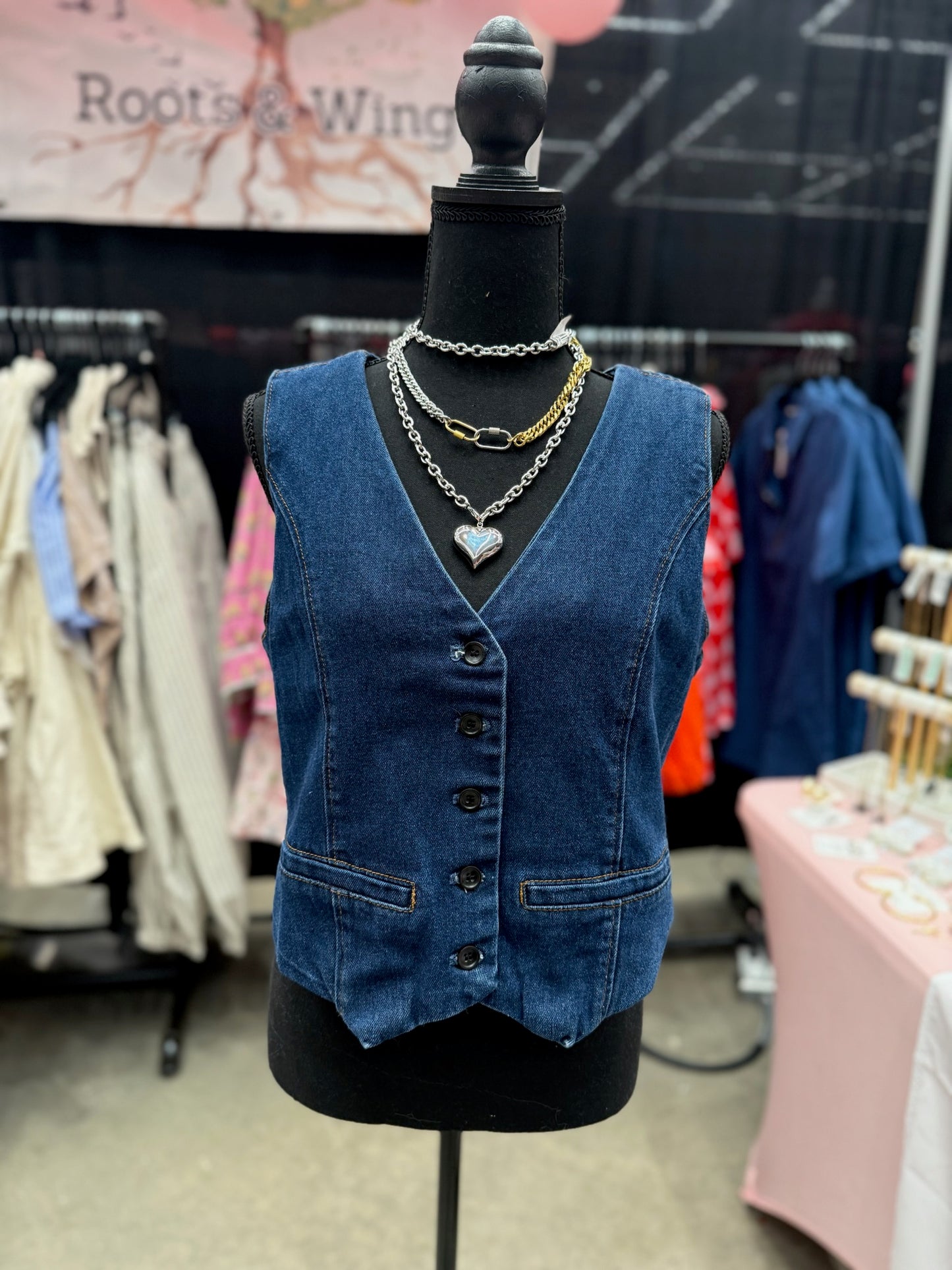 Denim Button Down Vest