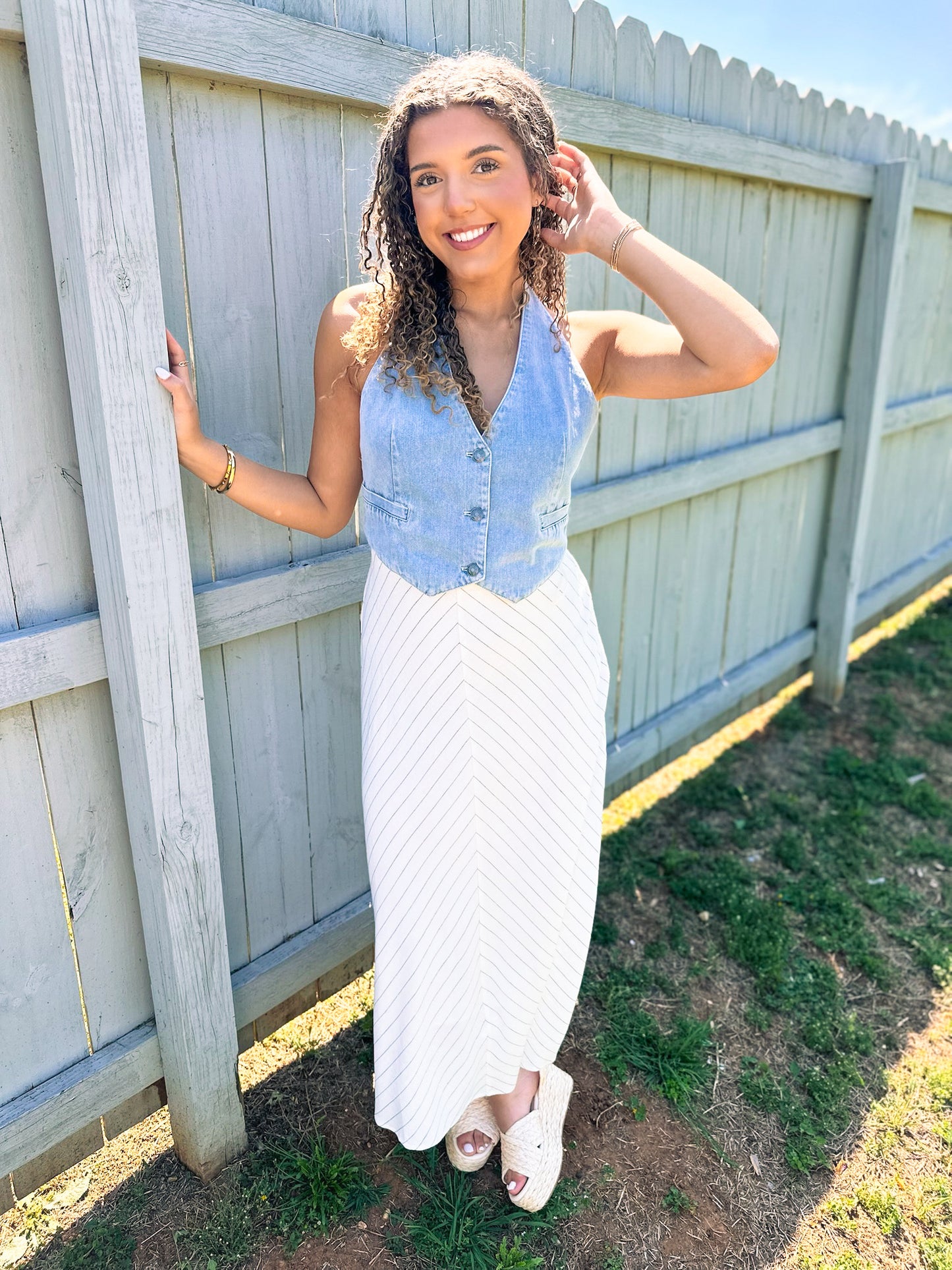 Ansley Chevron Skirt - off white