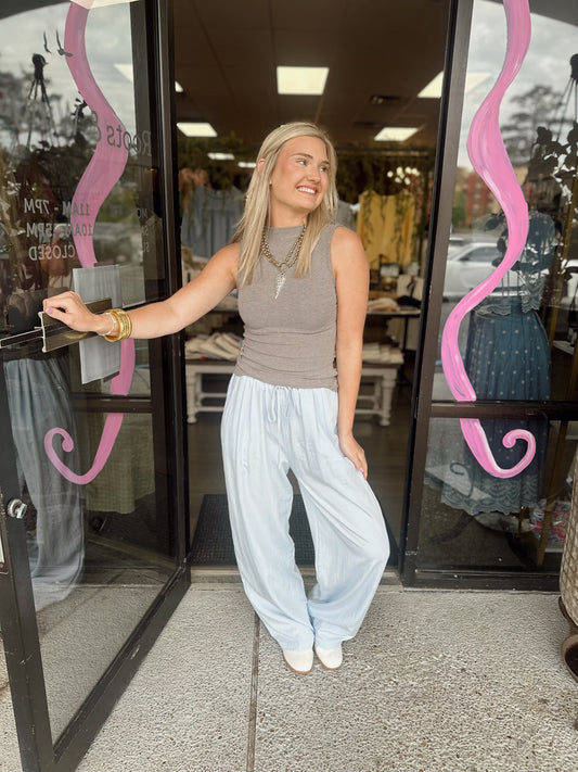 This is Goodbye Pants - light blue