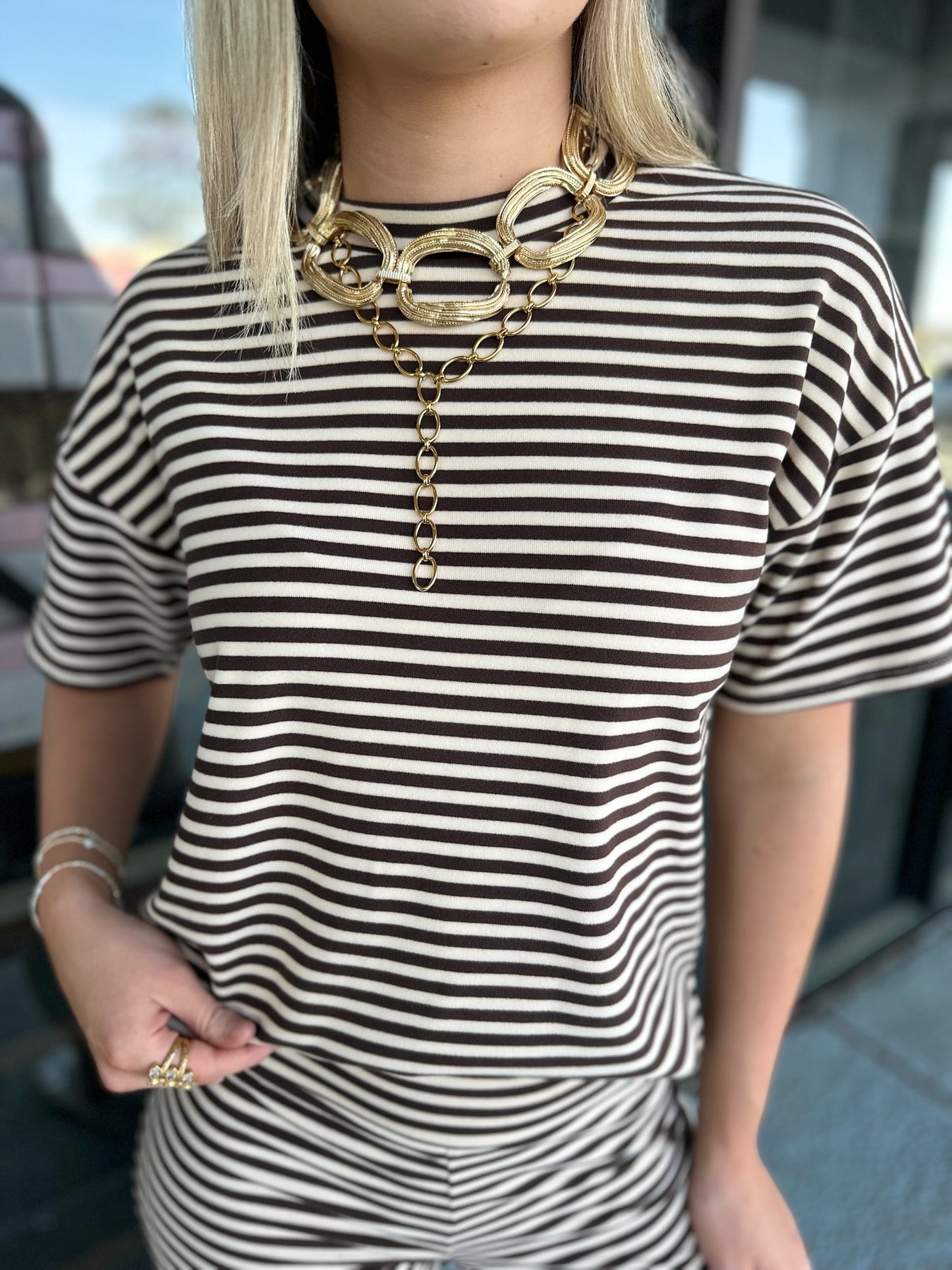 Edith Stripe Top - chocolate