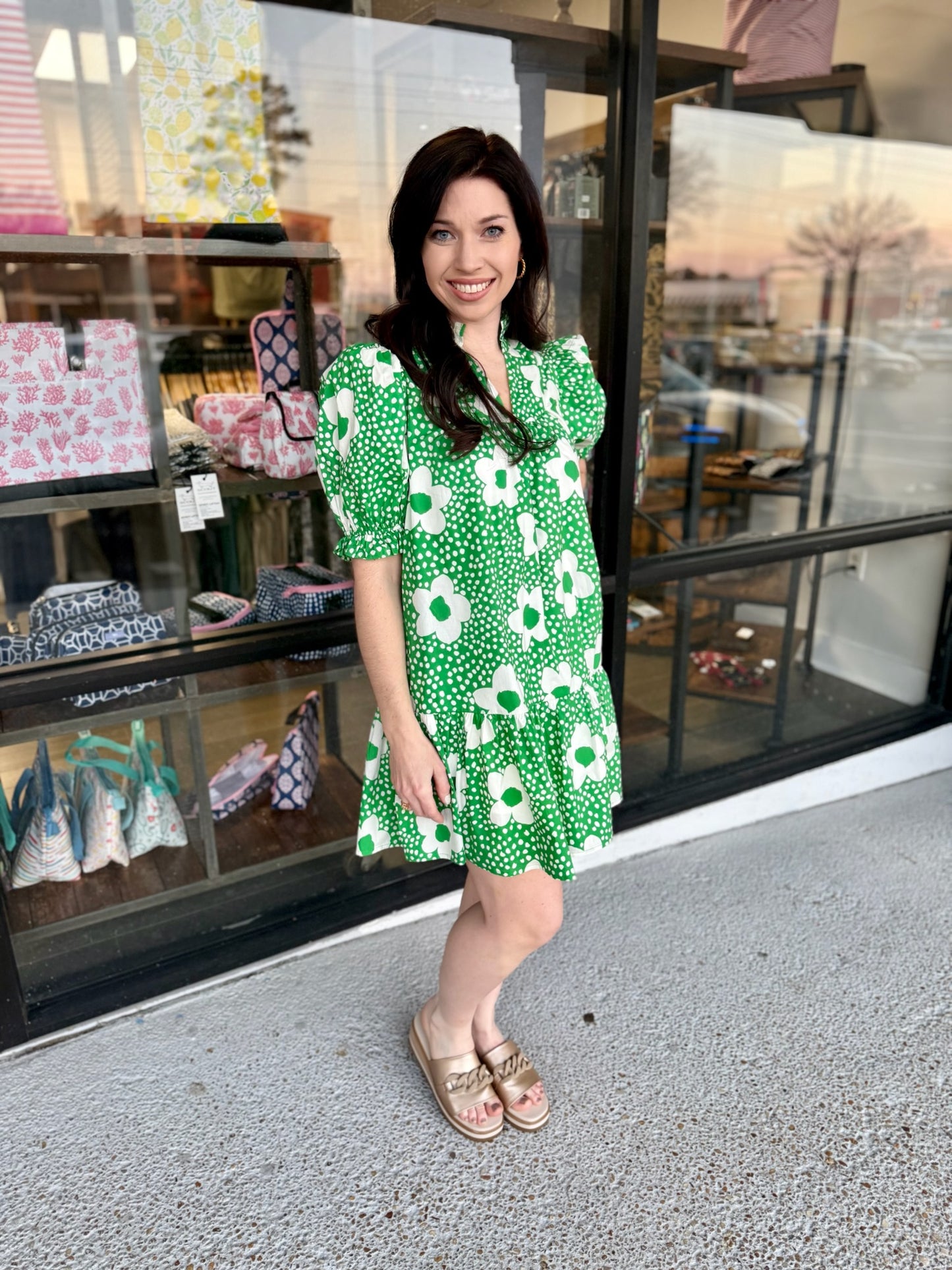 Polka Floral Mini- Green