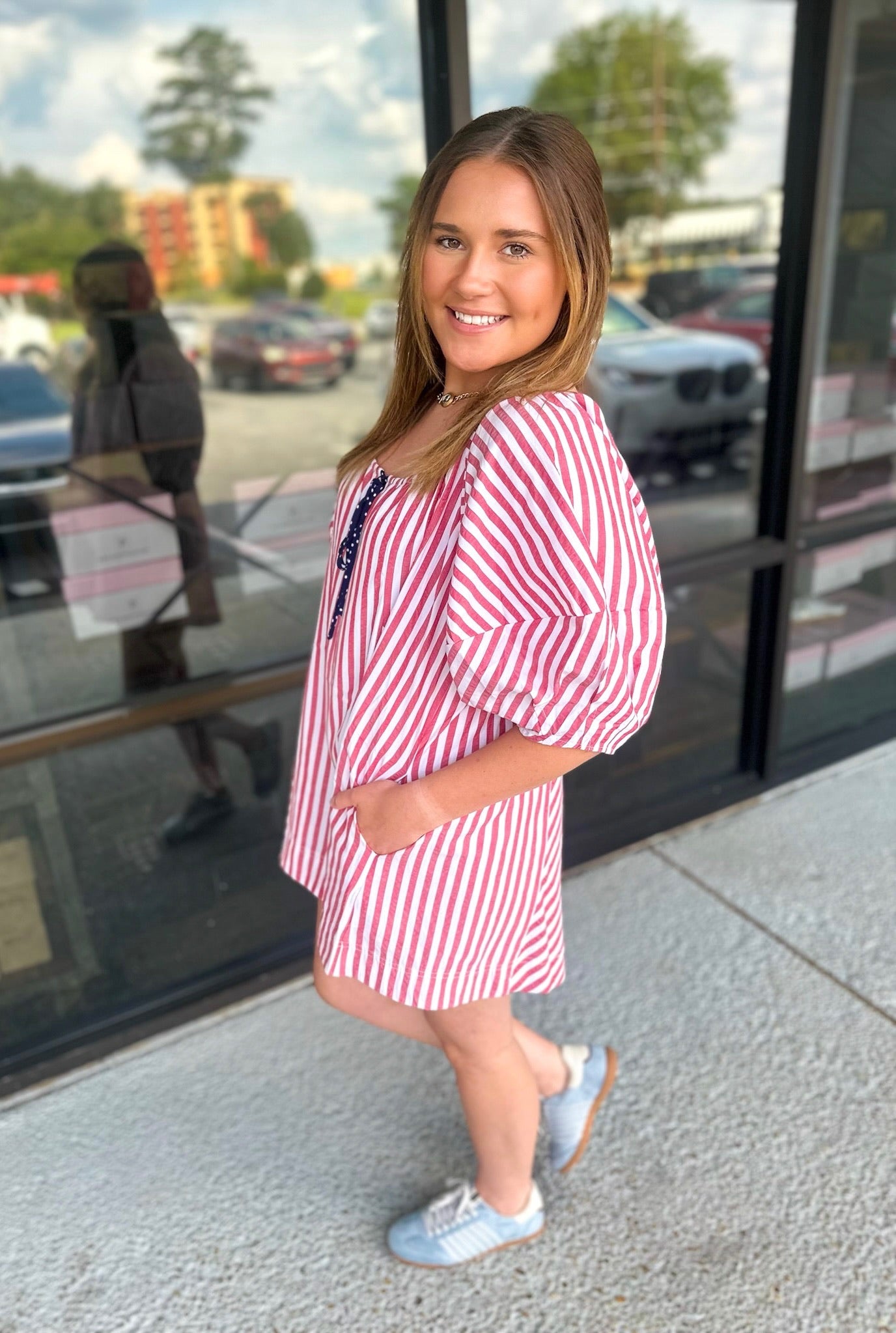 America Please Romper - red