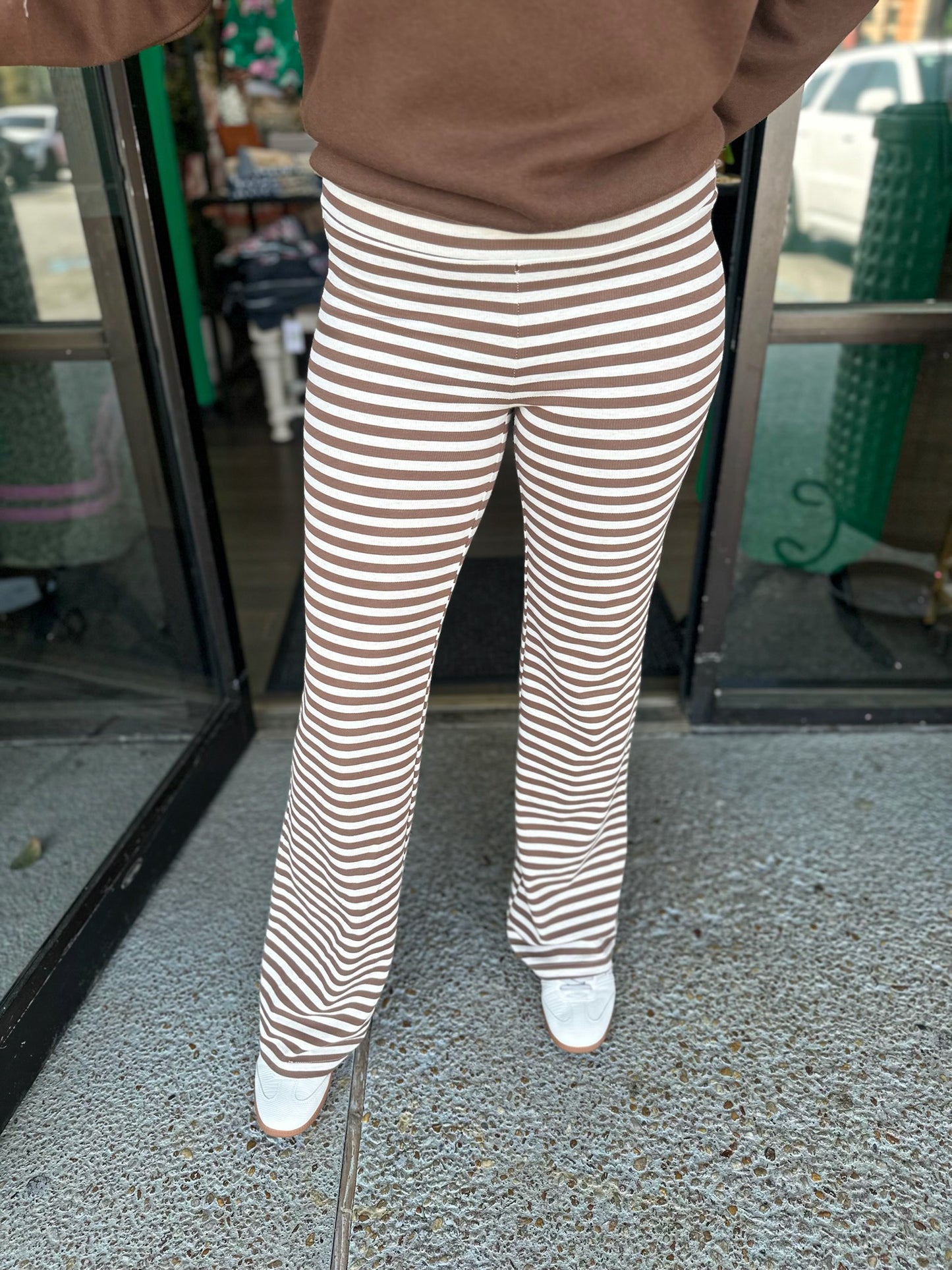 Everitte Stripe Pants - brown