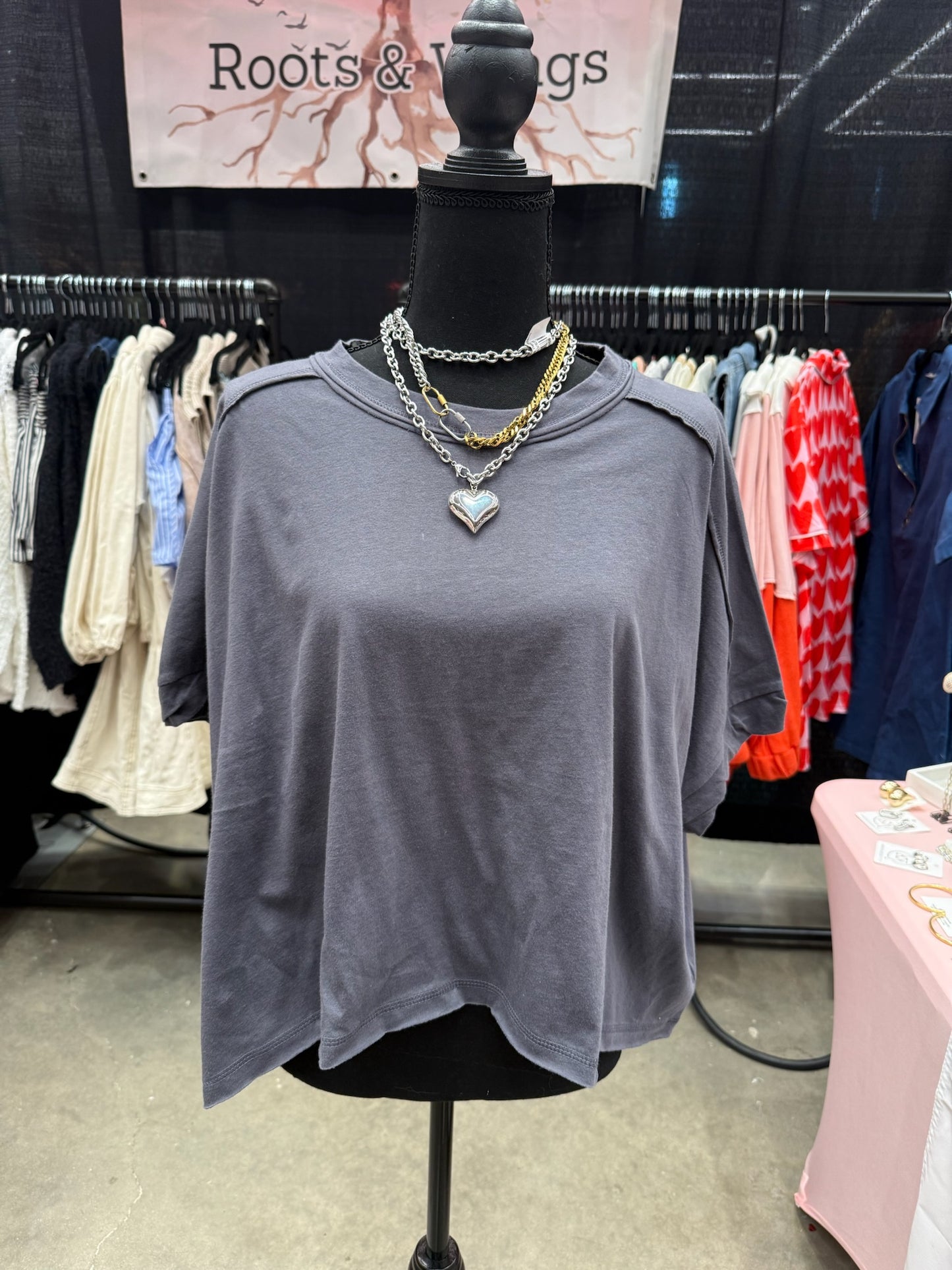 Comfy Casual Top- Charcoal