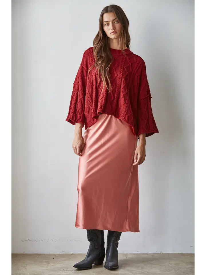 Lioness Cable Knit Sweater Sweaters - wine