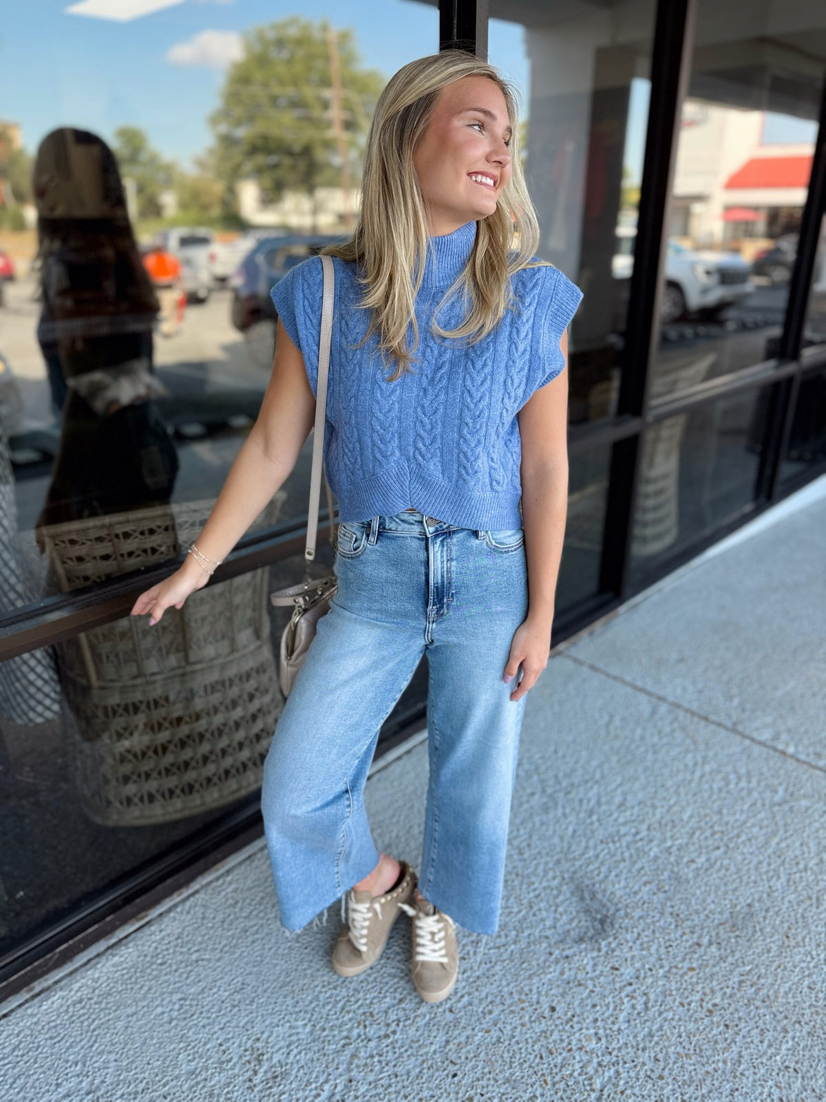Textured Girly Top - Denim