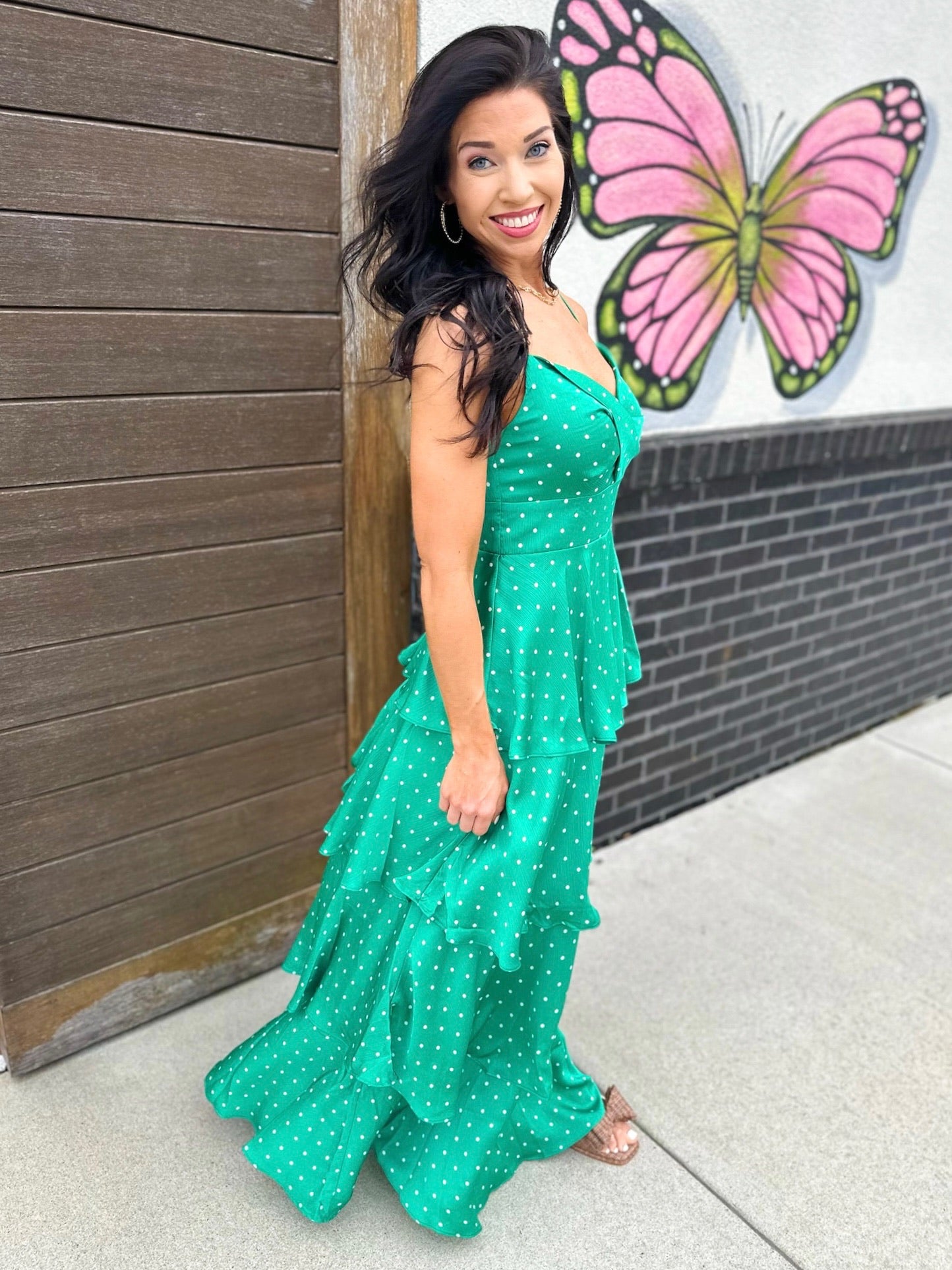 See You Smile Ruffle Midi - green mix