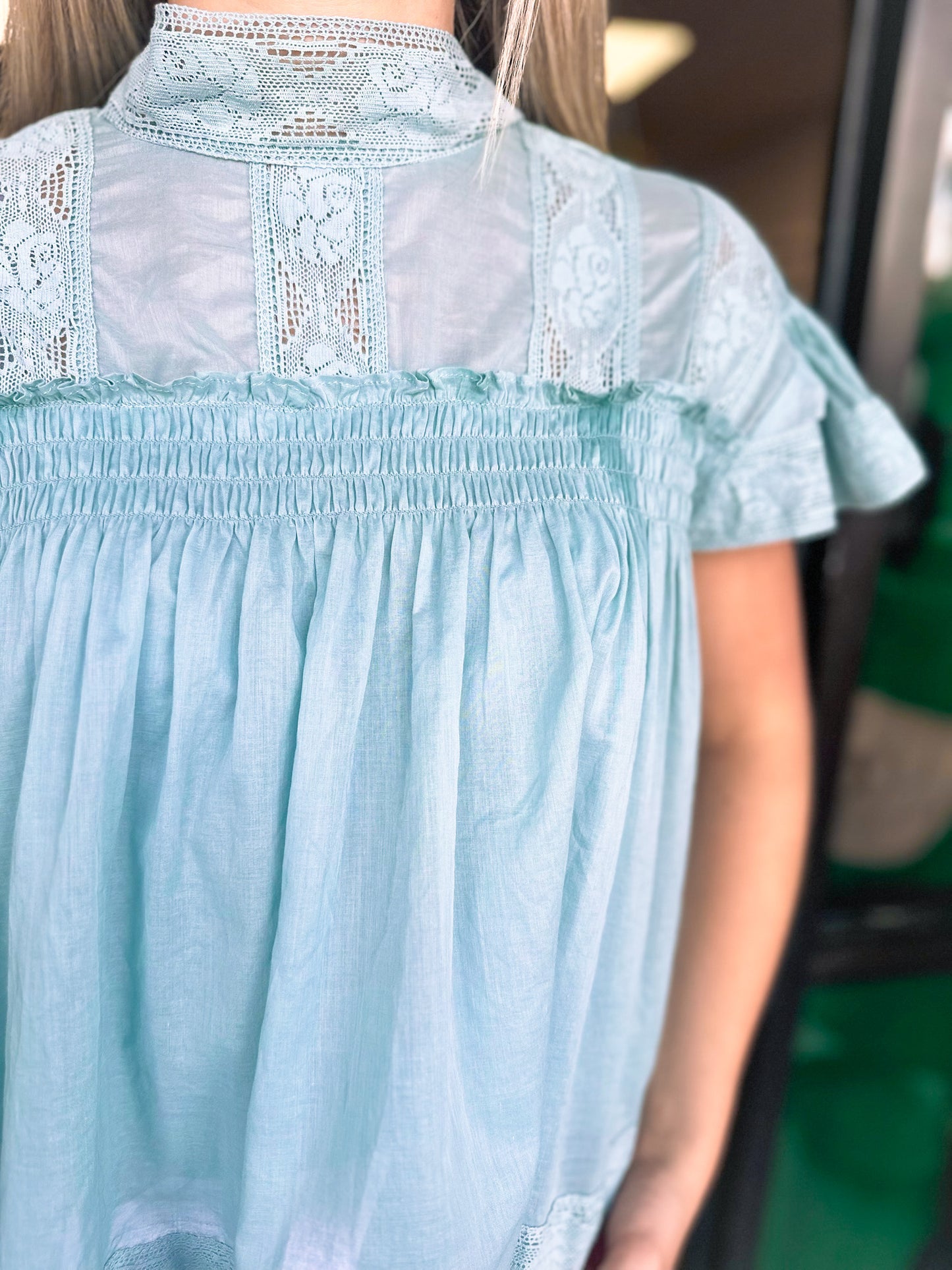 Magnolia Top - dusty seafoam