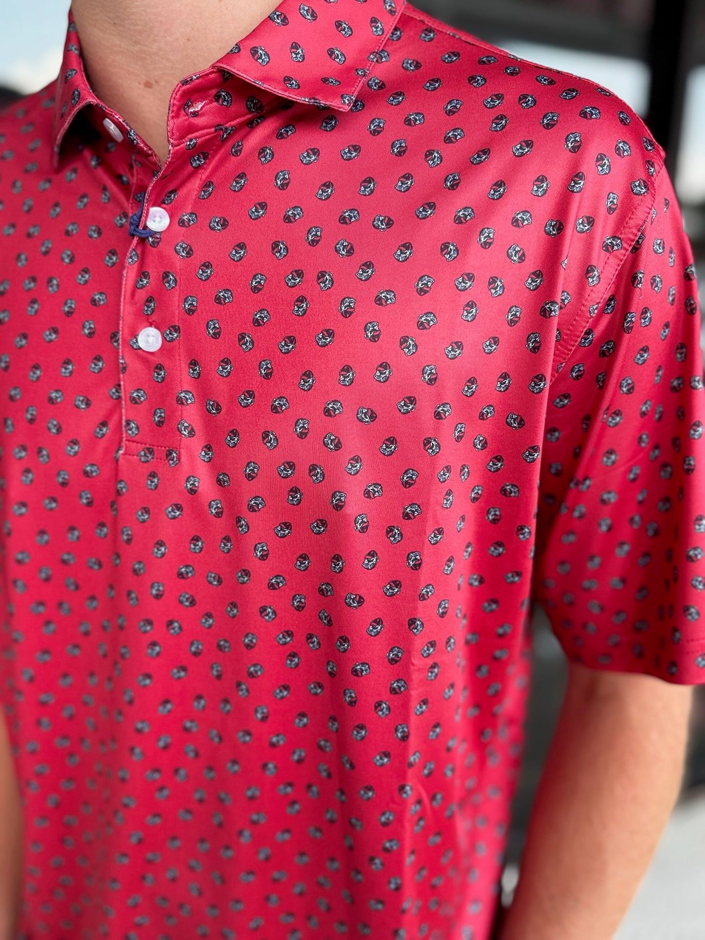 Vintage Bulldog Head Printed Performance Polo