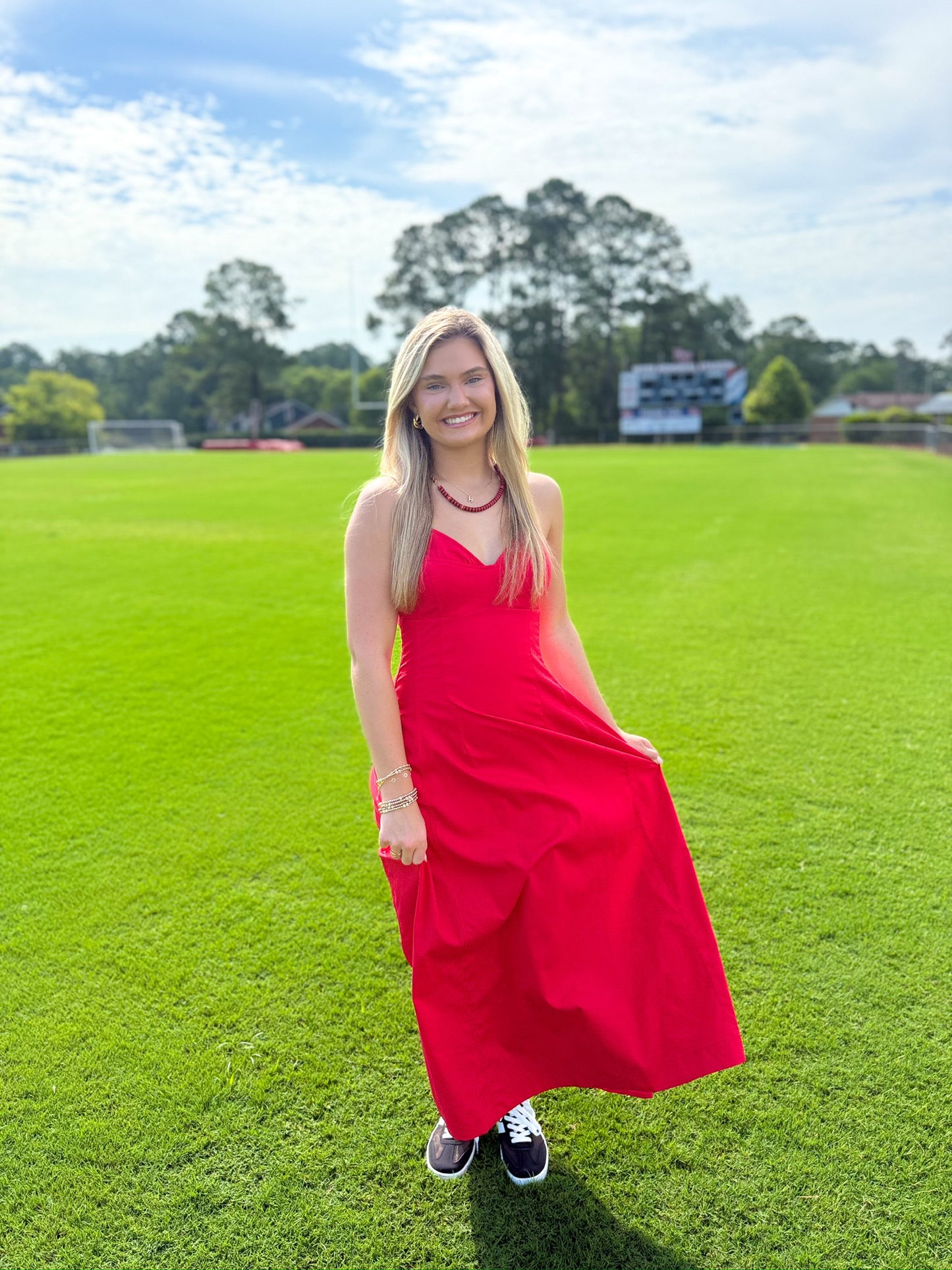 Sunday Stroll Dress- Red