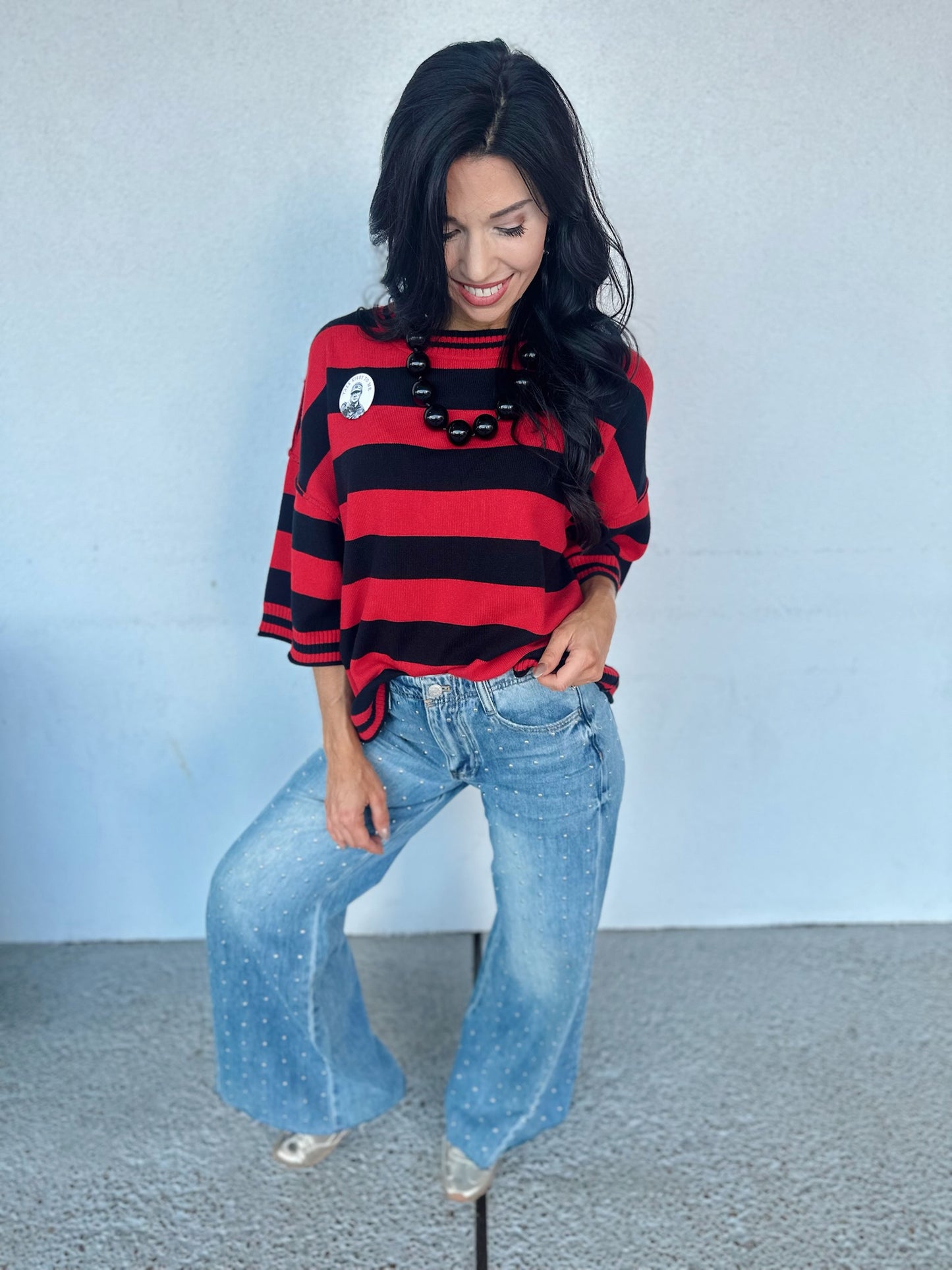 Gameday stripe cutie - red/black