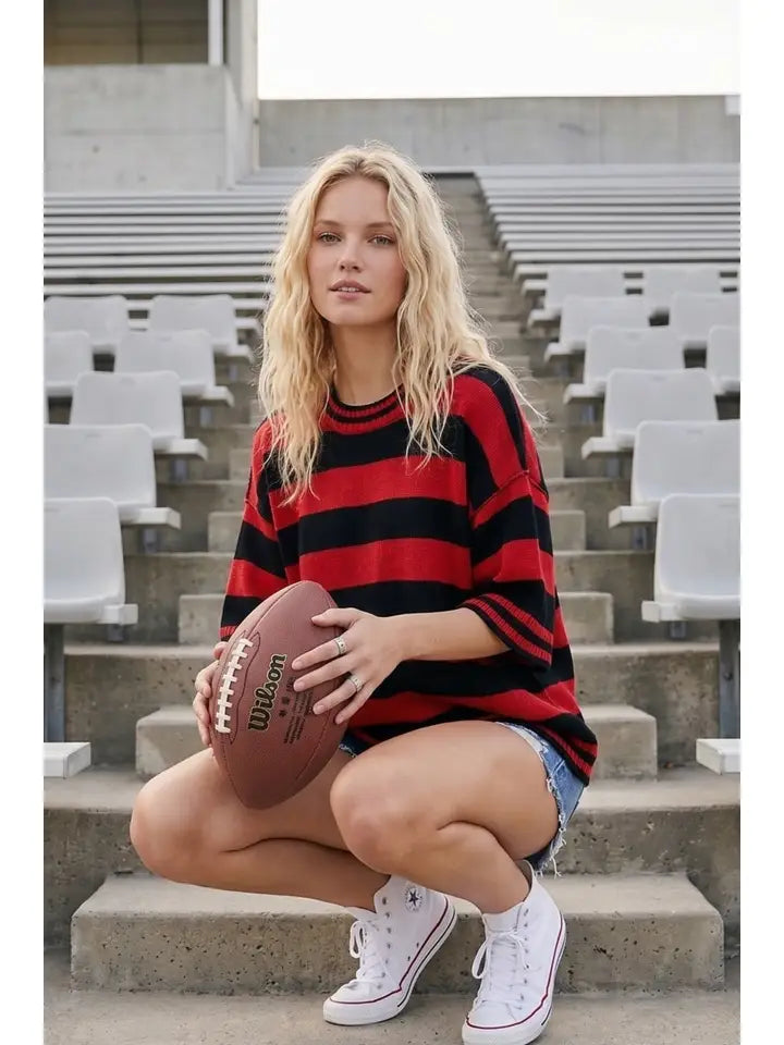 Gameday stripe cutie - red/black