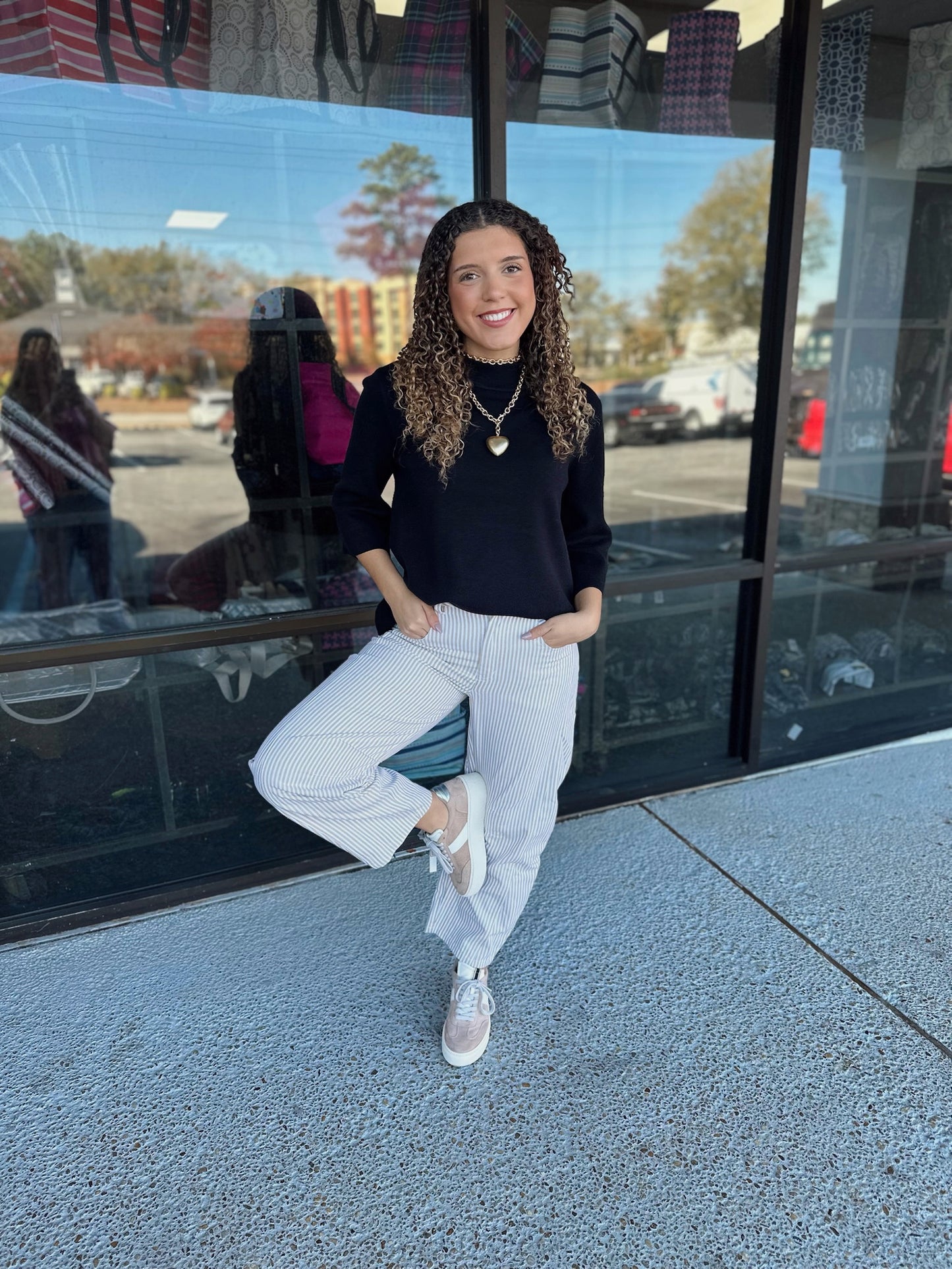 Pinstripe Barrel Denim