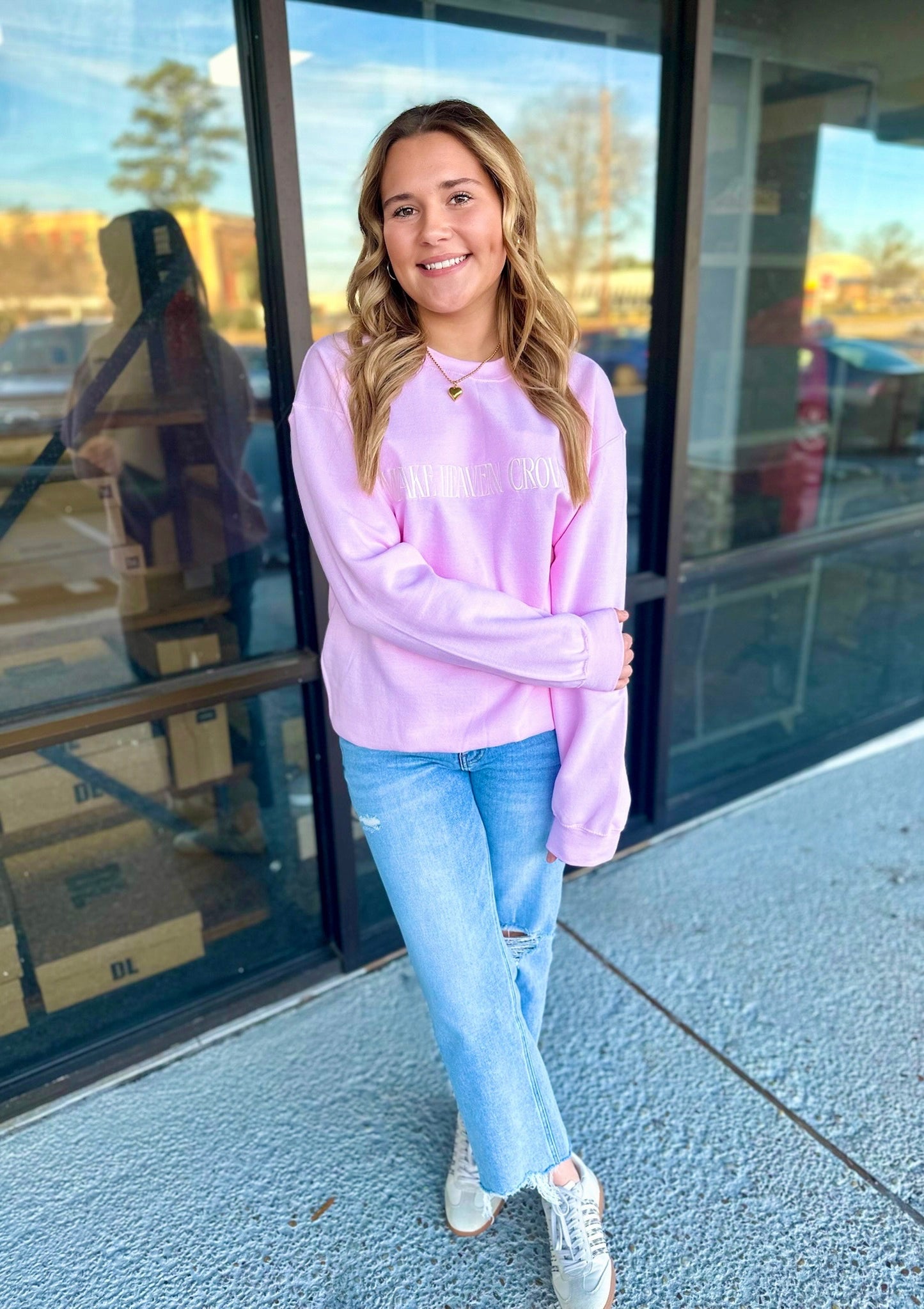 MAKE HEAVEN CROWDED Embroidered Fleece Heavyweight Sweatshirt