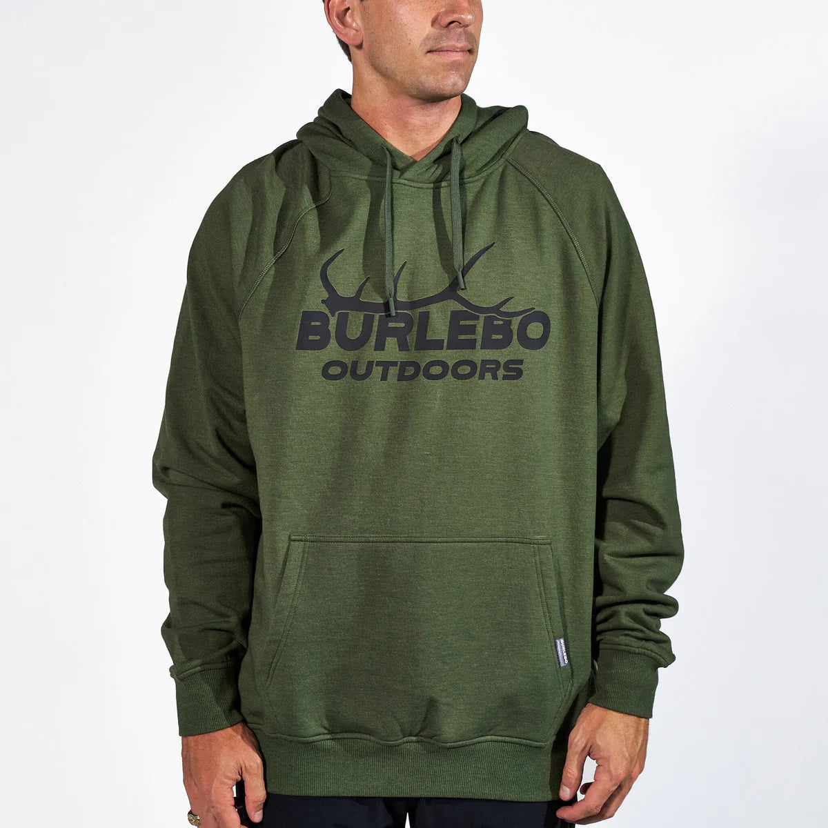 Elk Horn Heather Olive Fleece Hoodie