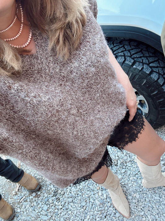 Joelle Oversized Sweater Vest Sweaters - dark mocha
