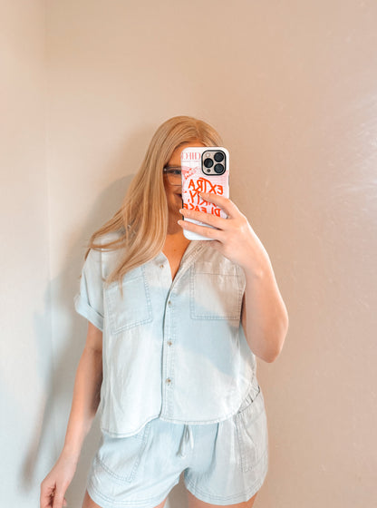 Button Up Kiss Set - Chambray