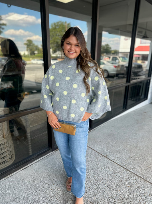 Mary Top - grey/yellow mix